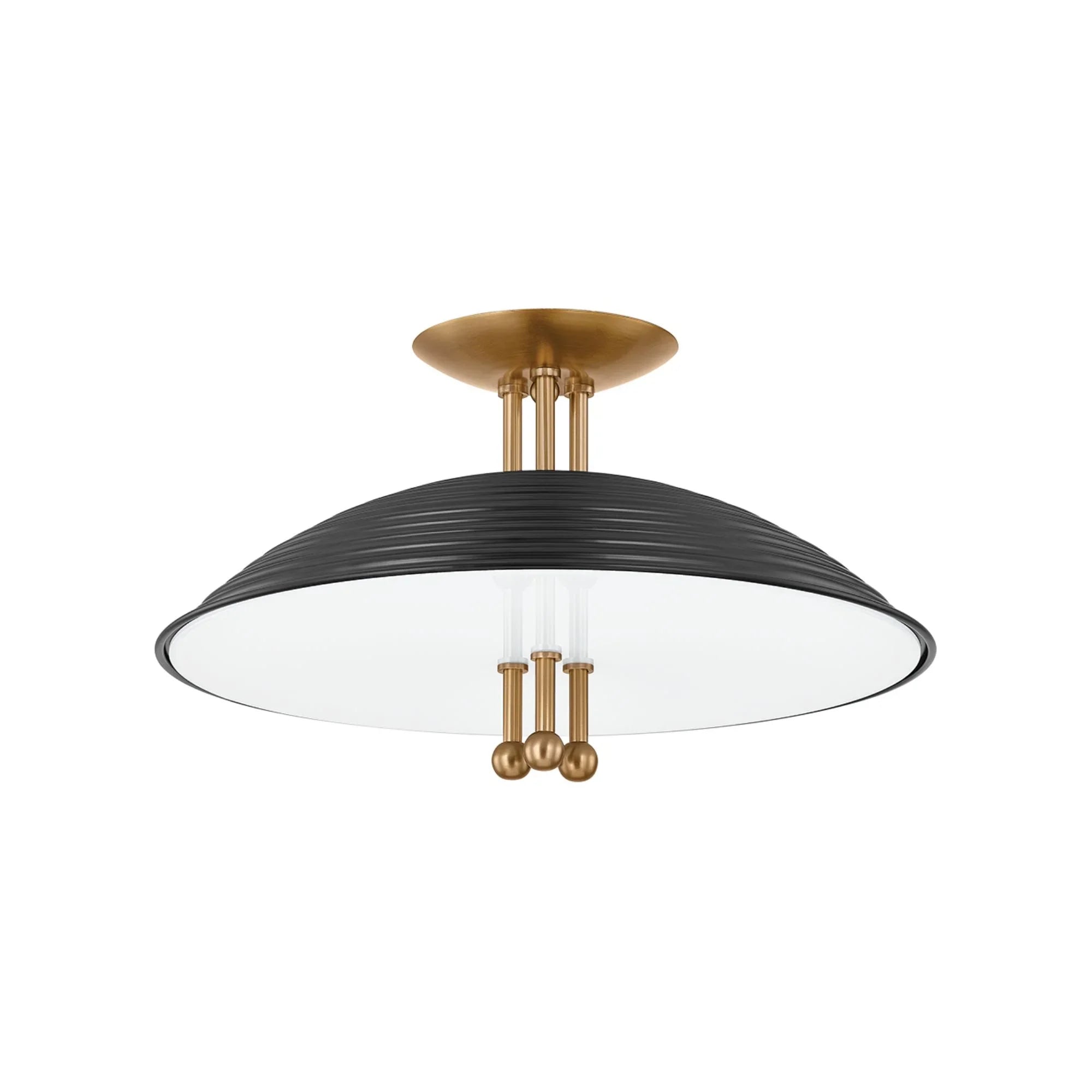 Larkin 16" 3-Light Semi Flush Mount, Patina Brass/Soft Black Finish