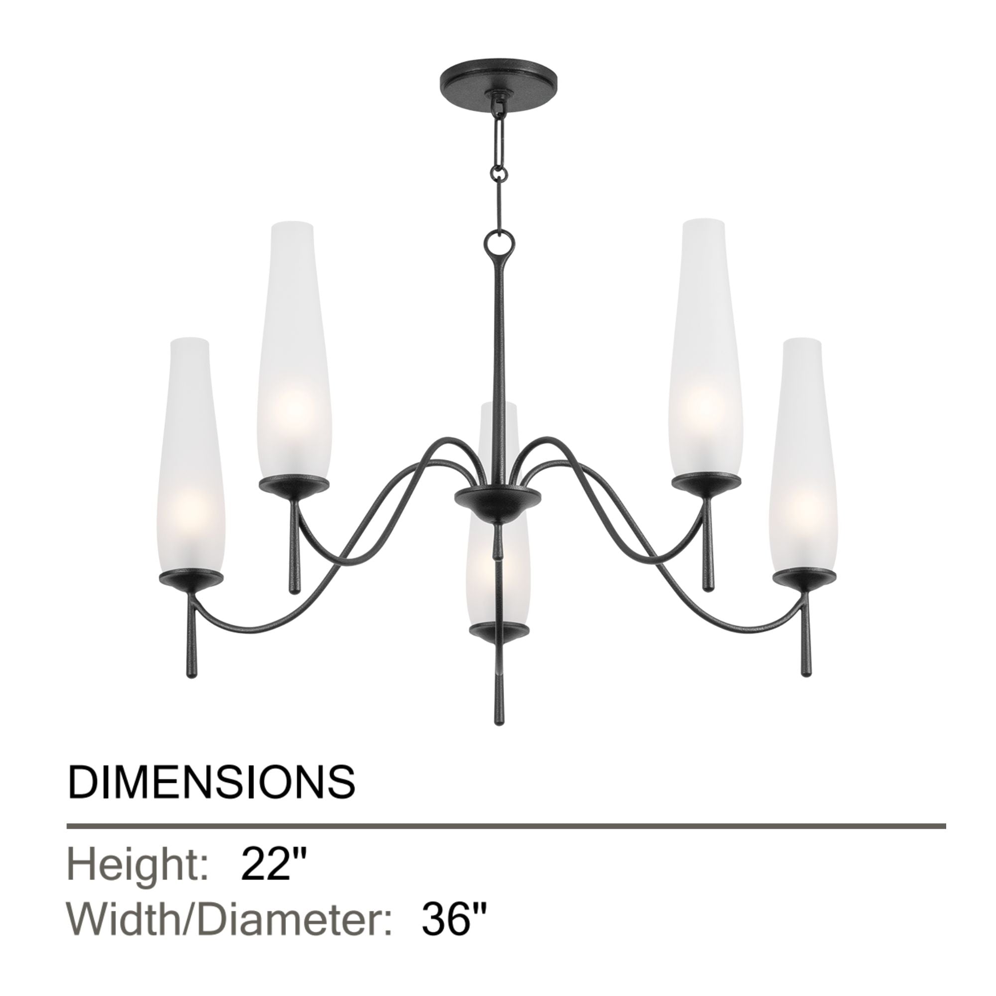 Troy Legacy 36 in. 5-Light Chandelier, Forged Iron