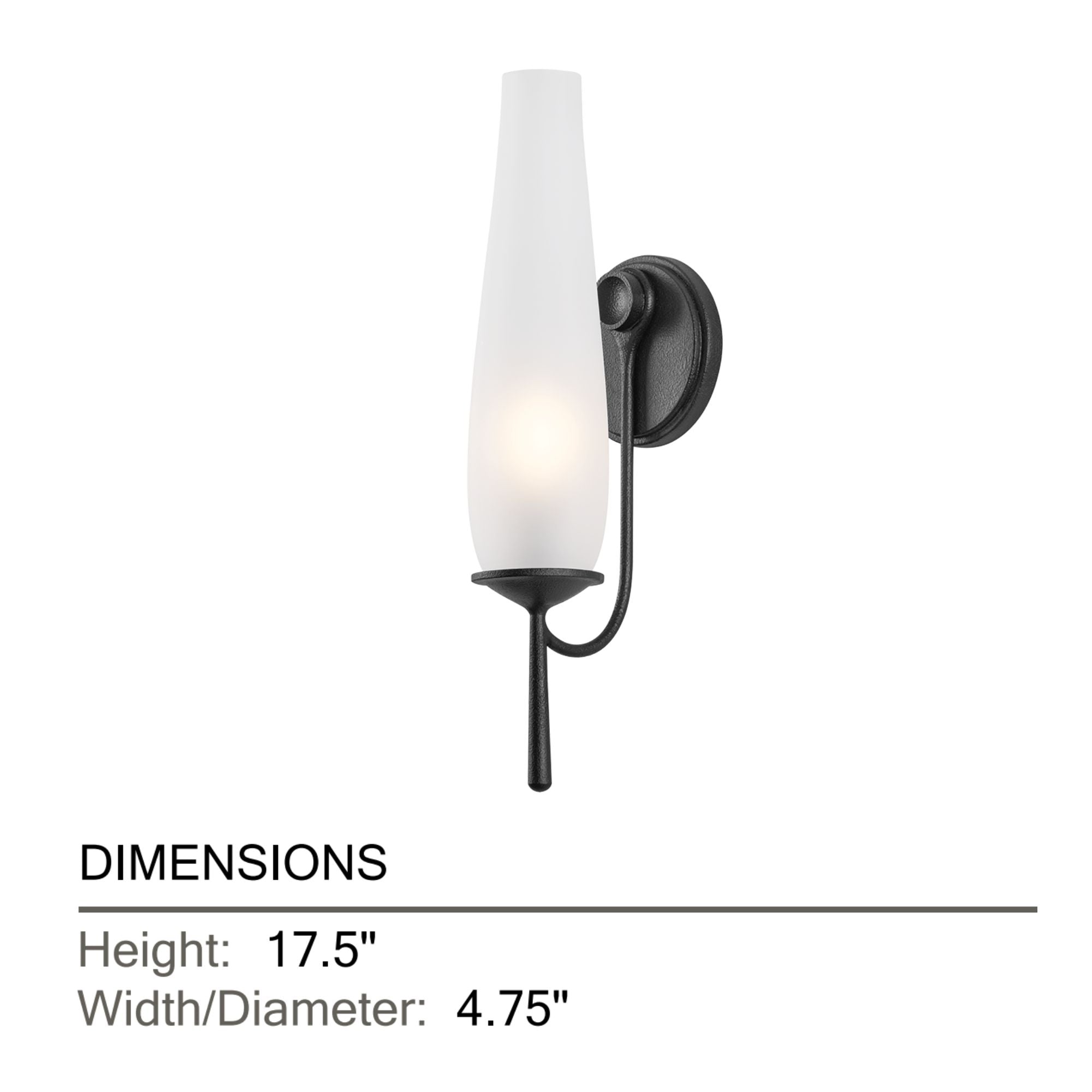 Troy Legacy 17.5 in. Wall Sconce, Forged Iron with Clear Etched Glass