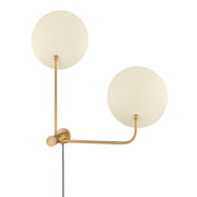 Leif 41" 2-Light Plug-in Sconce, Patina Brass And Soft Sand Finish