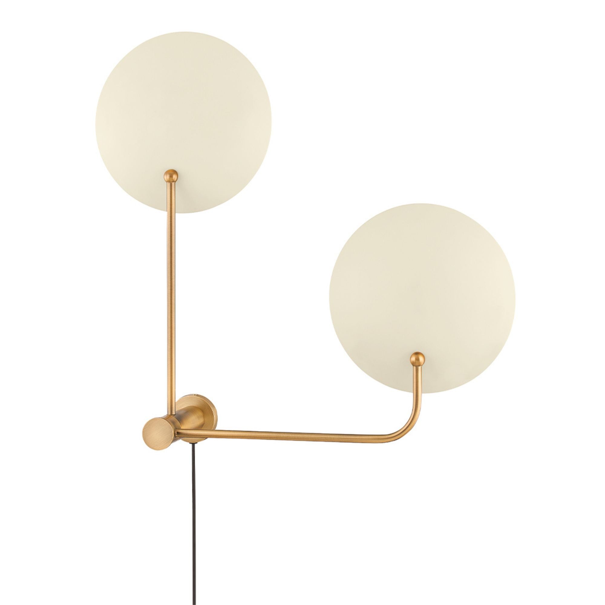 Leif 41" 2-Light Plug-in Sconce, Patina Brass And Soft Sand Finish