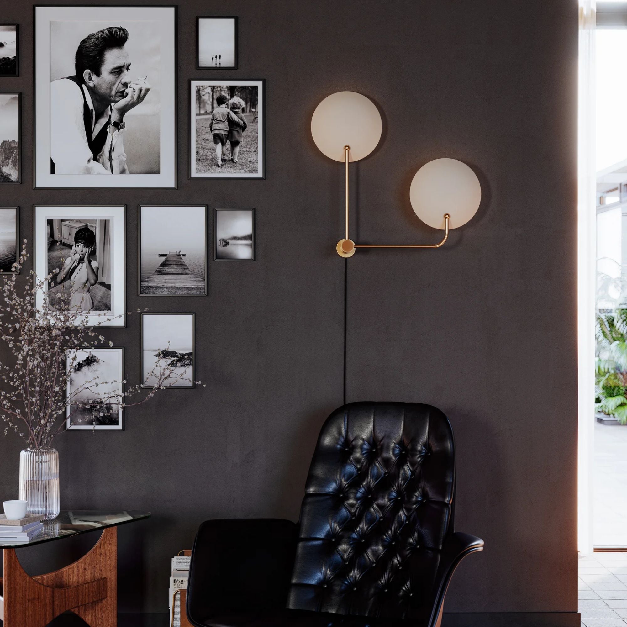 Leif 41" 2-Light Plug-in Sconce, Patina Brass And Soft Sand Finish