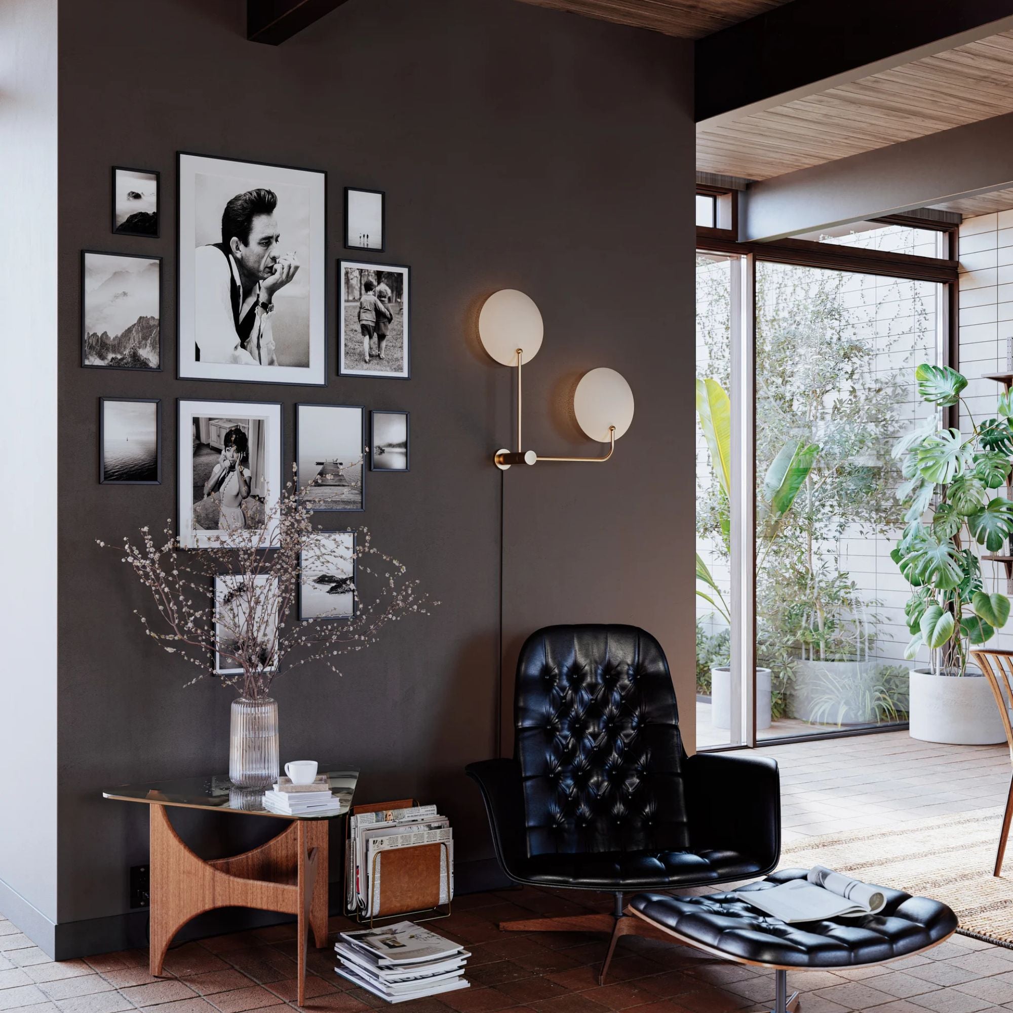 Leif 41" 2-Light Plug-in Sconce, Patina Brass And Soft Sand Finish