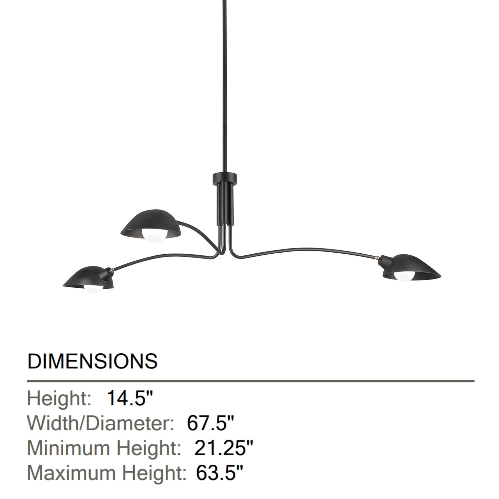 Troy Lighting - LEO 69 in. 3 lights Pendant Light Satin Black Finish | Bees Lighting