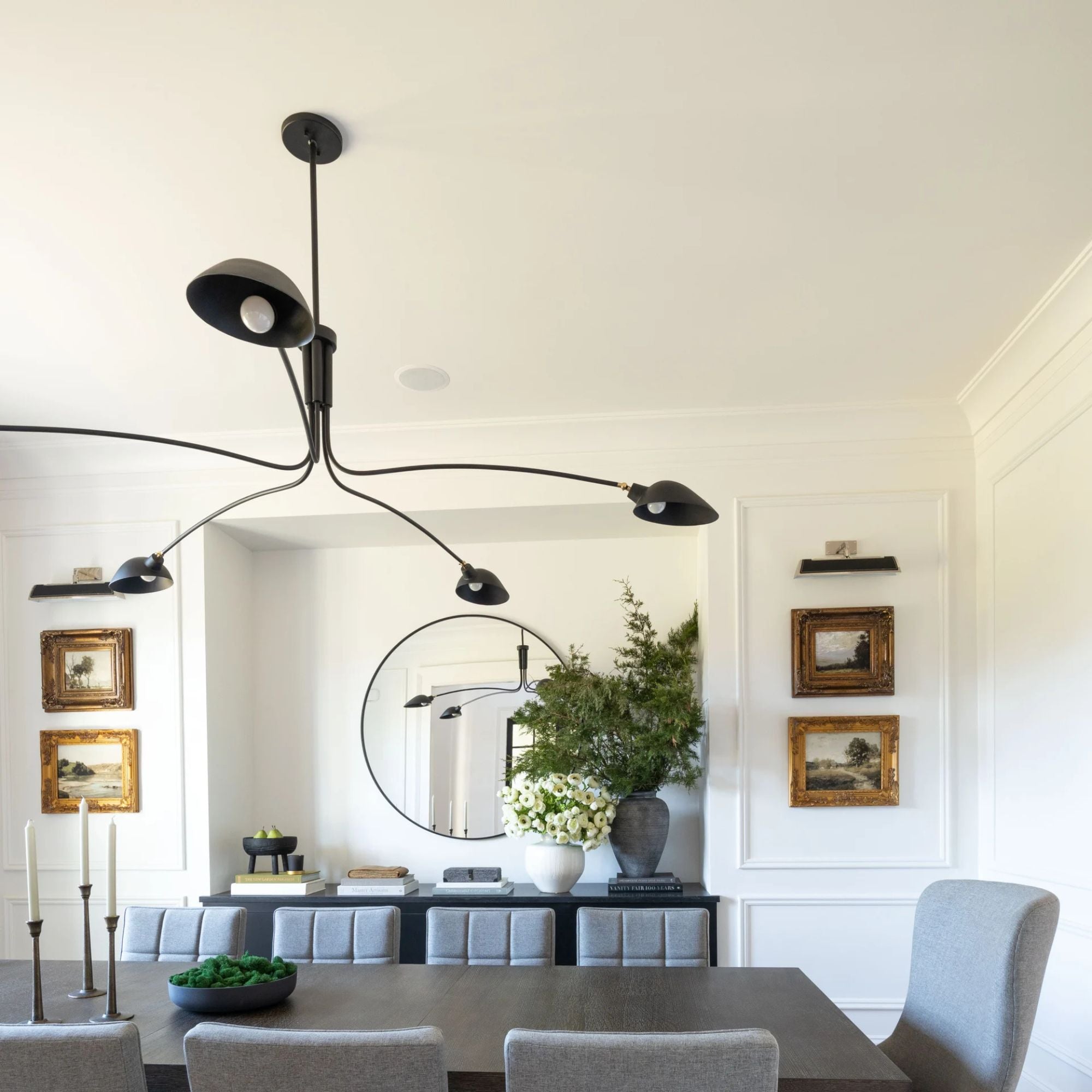 LEO 84 in. 5 lights Pendant Light Satin Black Finish