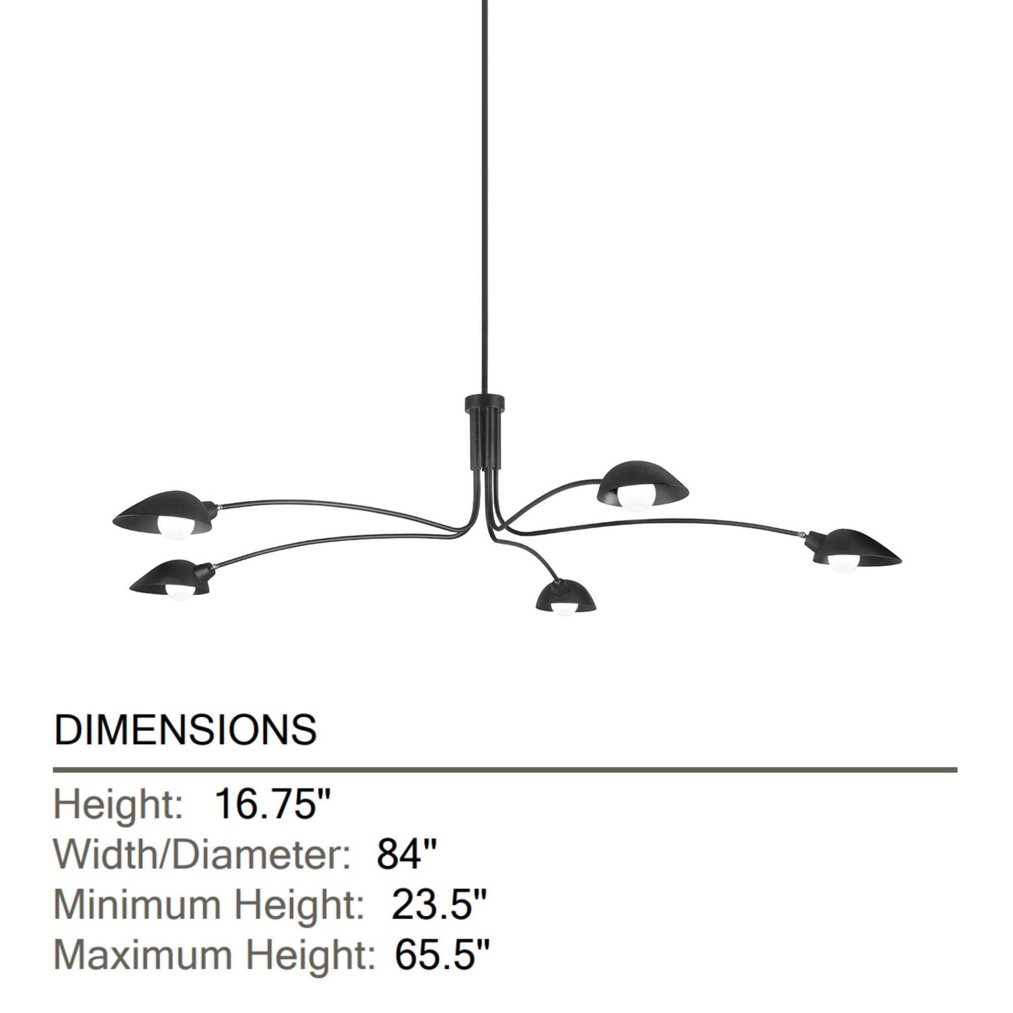 Troy Lighting - LEO 84 in. 5 lights Pendant Light Satin Black Finish | Bees Lighting