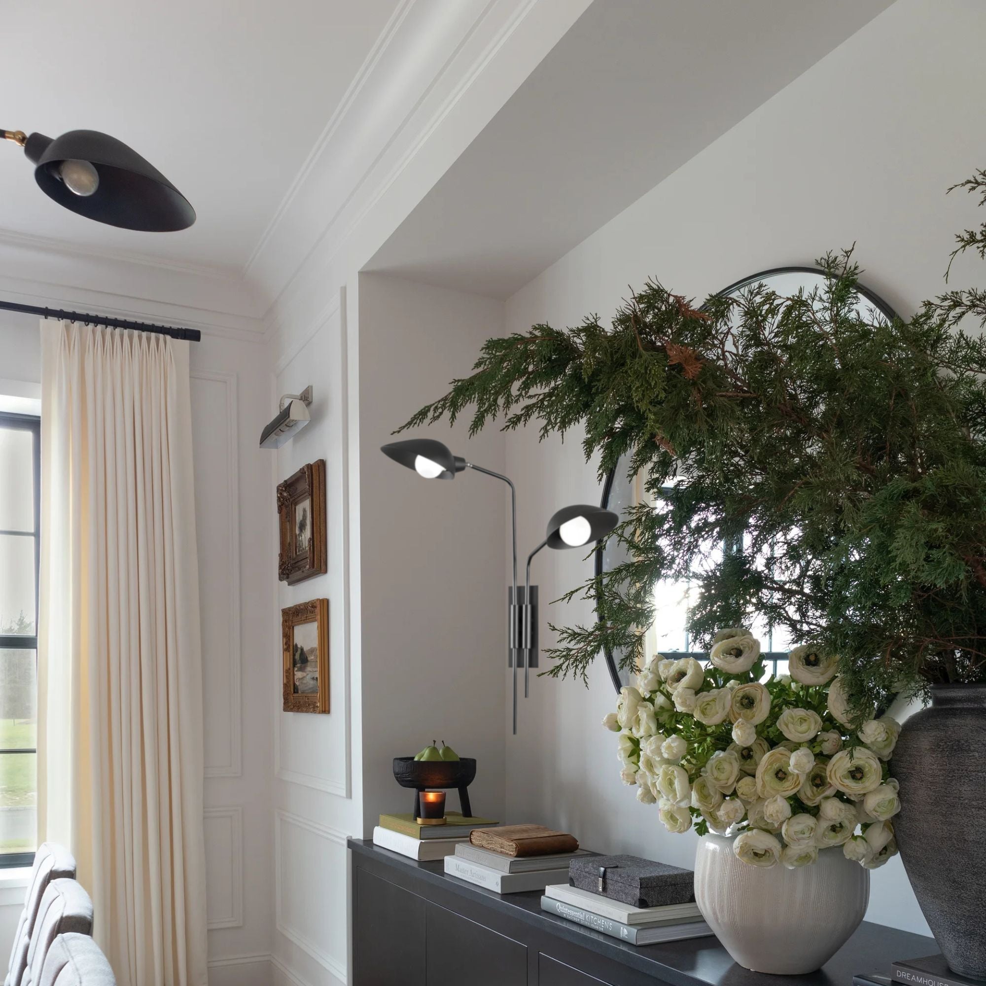 Troy Lighting - LEO 35 in. Armed Sconce Satin Black finish | Bees Lighting