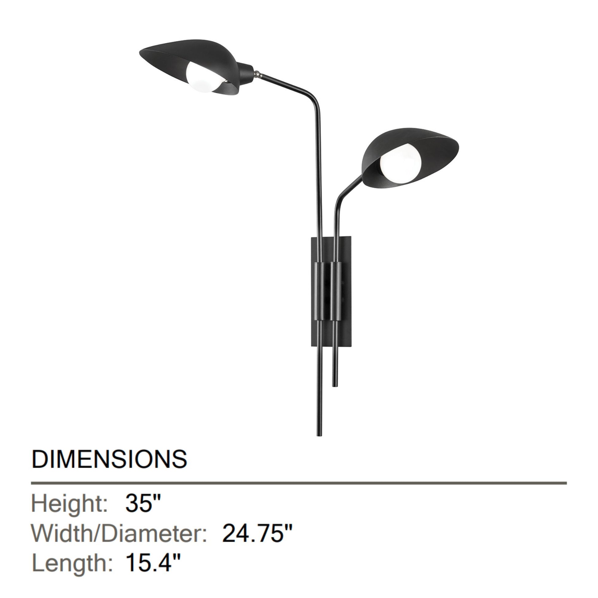 Troy Lighting - LEO 35 in. Armed Sconce Satin Black finish | Bees Lighting