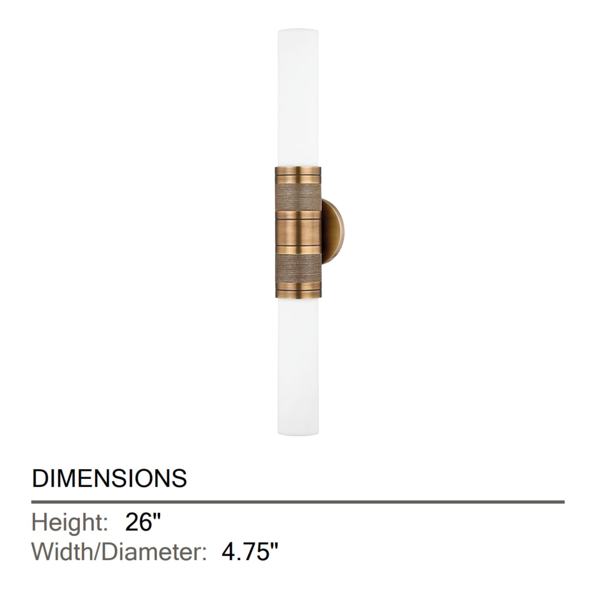 Liam 26" 2-Light Wall Sconce, Patina Brass Finish