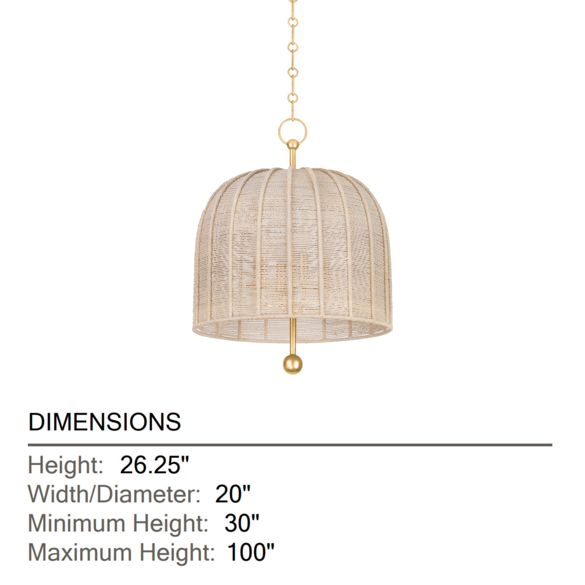 Lonnie 26" 4-Light Pendant, Vintage Gold Leaf Finish