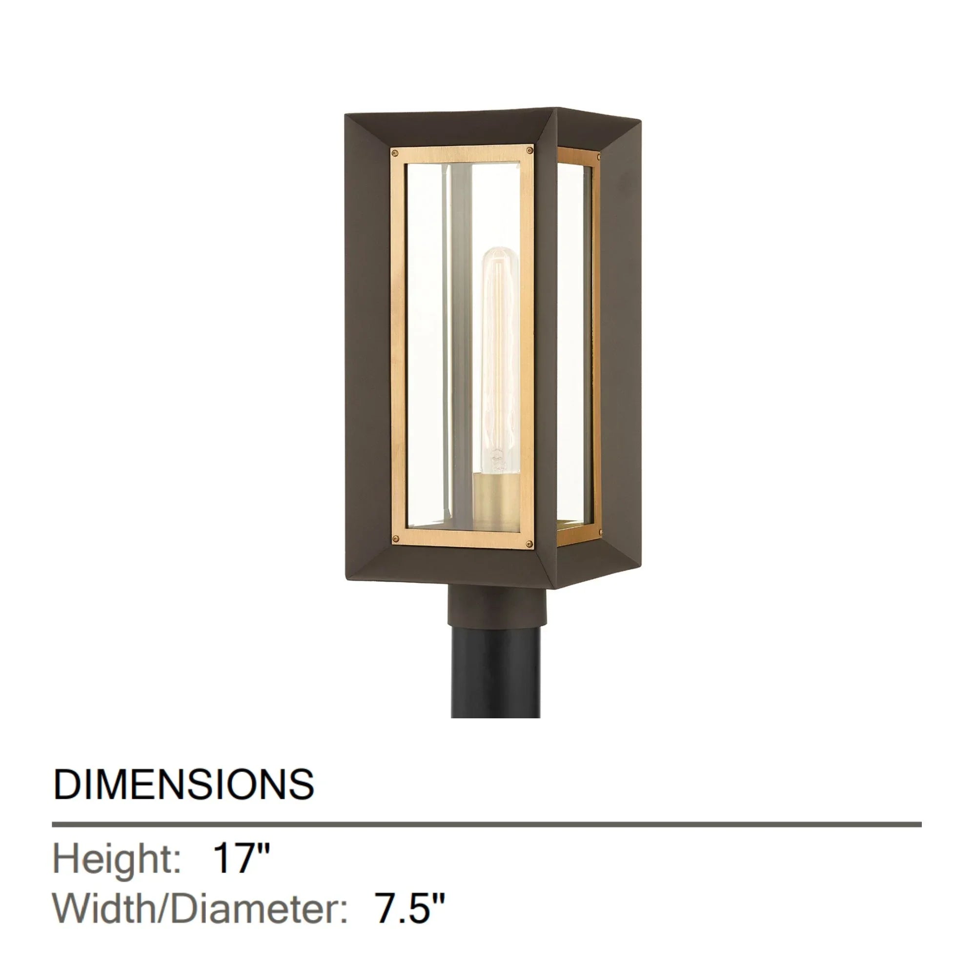 Lowry 17" Outdoor Post Mount, Textured Bronze/Patina Brass Finish