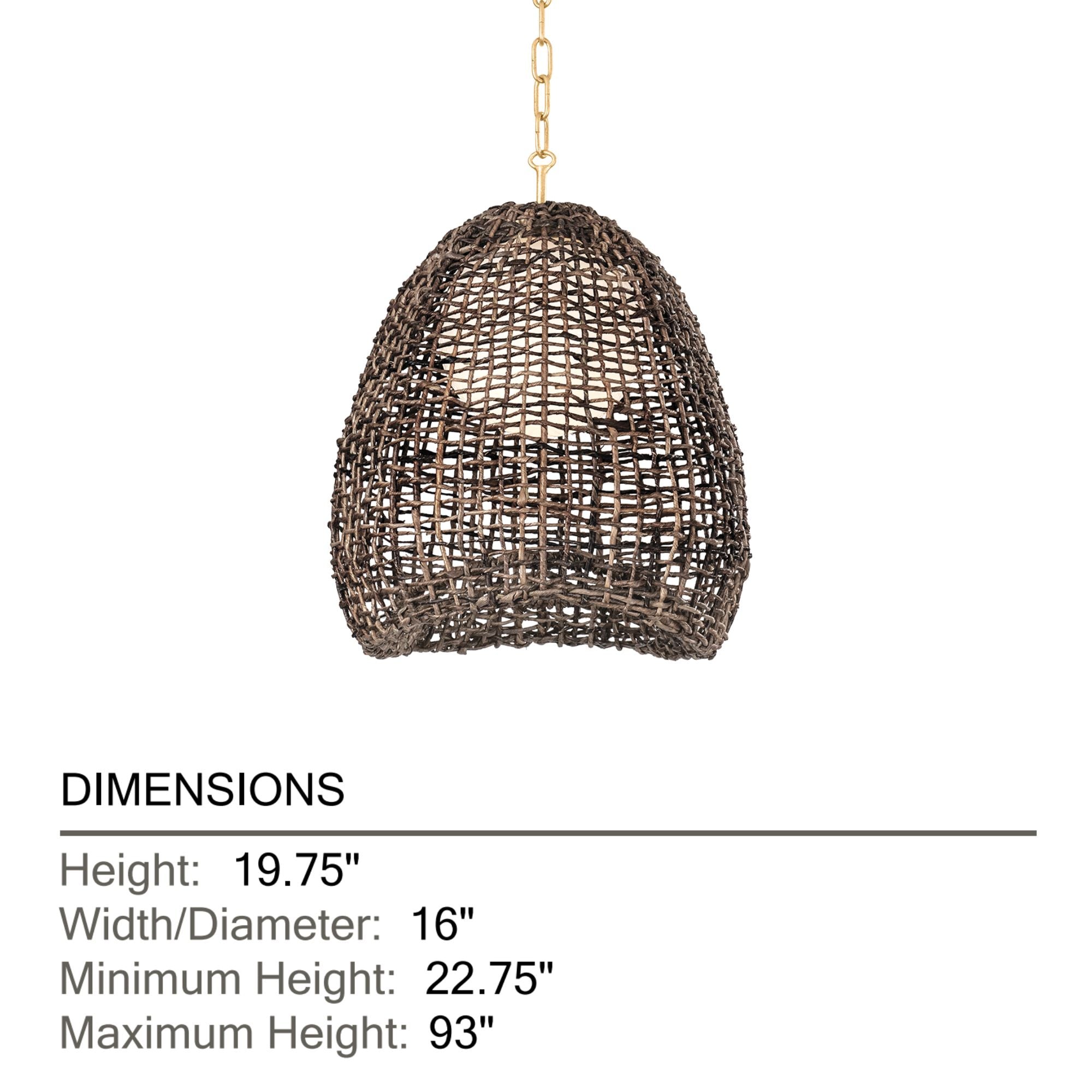 Maester 20" Pendant, Vintage Gold Leaf Finish