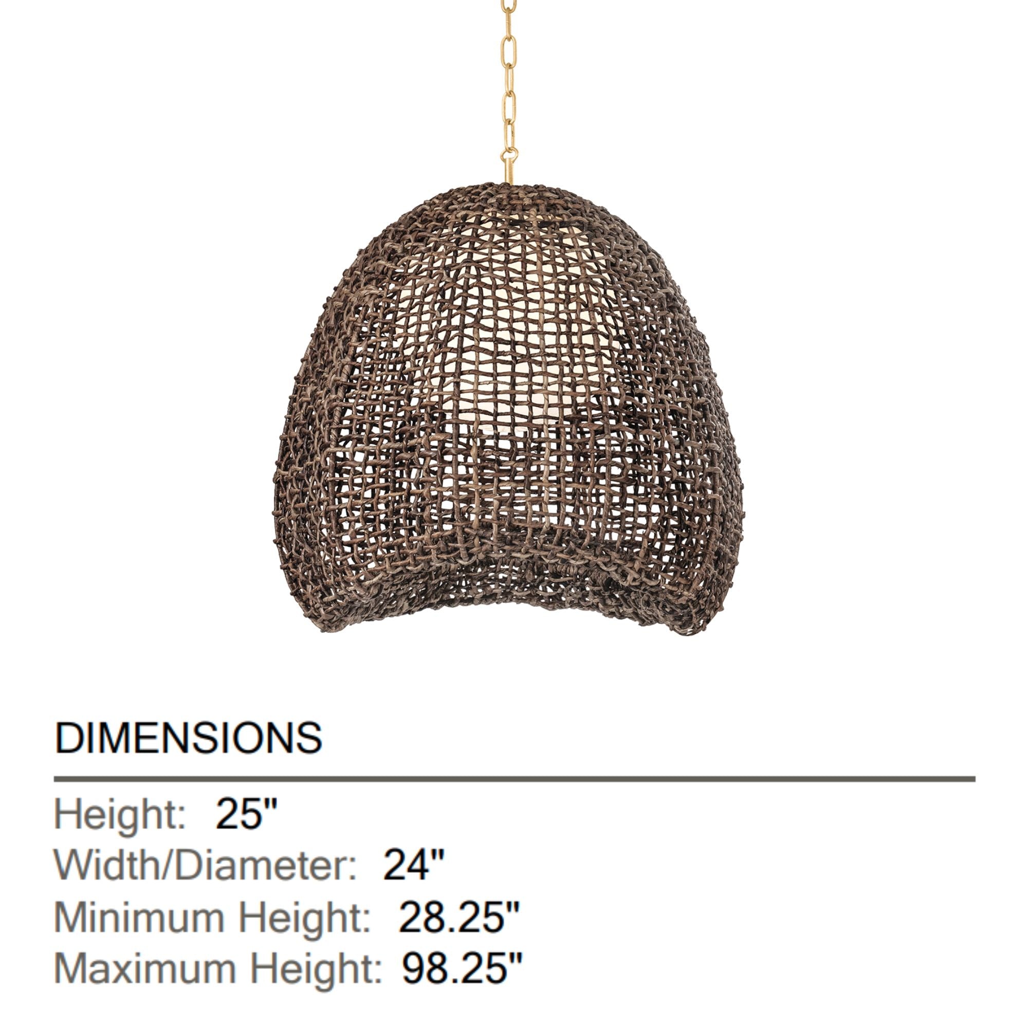 Maester 25" Pendant, Vintage Gold Leaf Finish