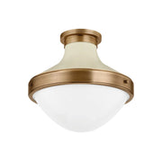 Maxton 14" Flush Mount, Patina Brass/Soft Sand Finish