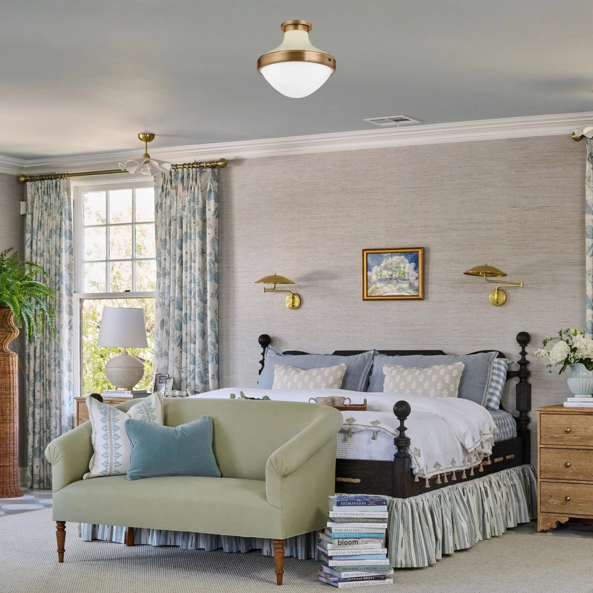 Maxton 14" Flush Mount, Patina Brass/Soft Sand Finish