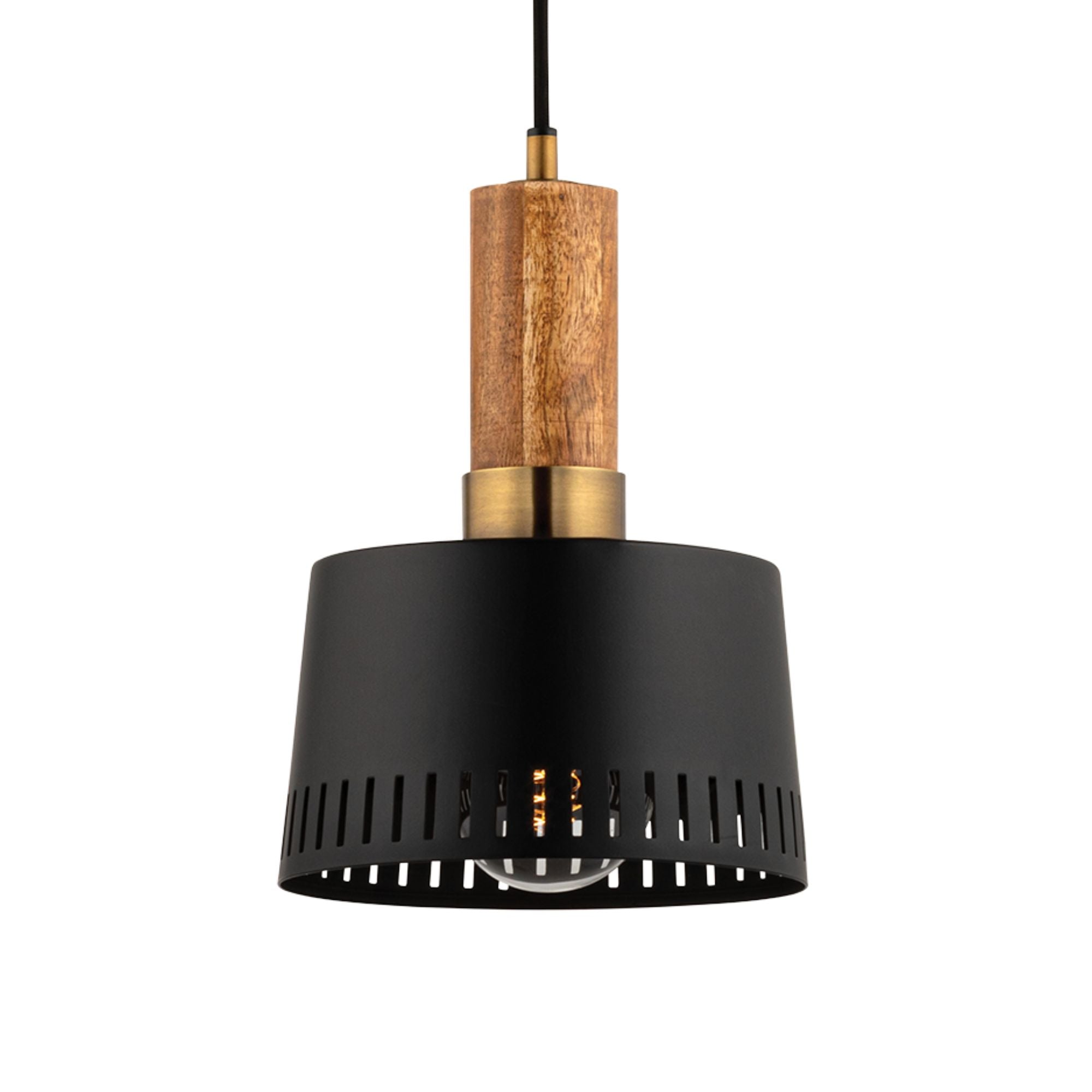 Memphis 12" Pendant, Patina Brass/Soft Black Finish
