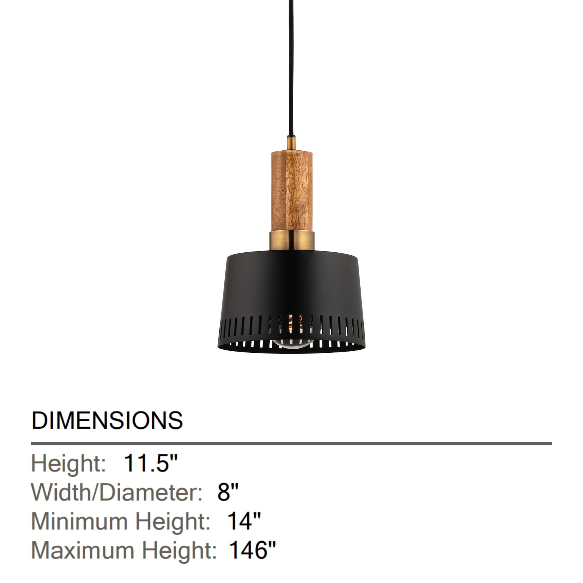 Memphis 12" Pendant, Patina Brass/Soft Black Finish