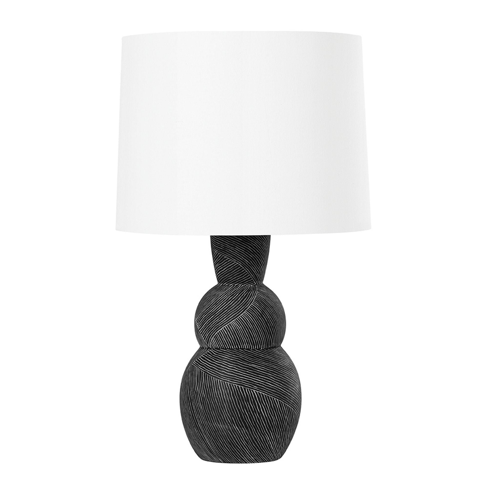 Troy Lighting - Miles 27" Table Lamp, Ceramic Etched Black Finish | Bees Lighting