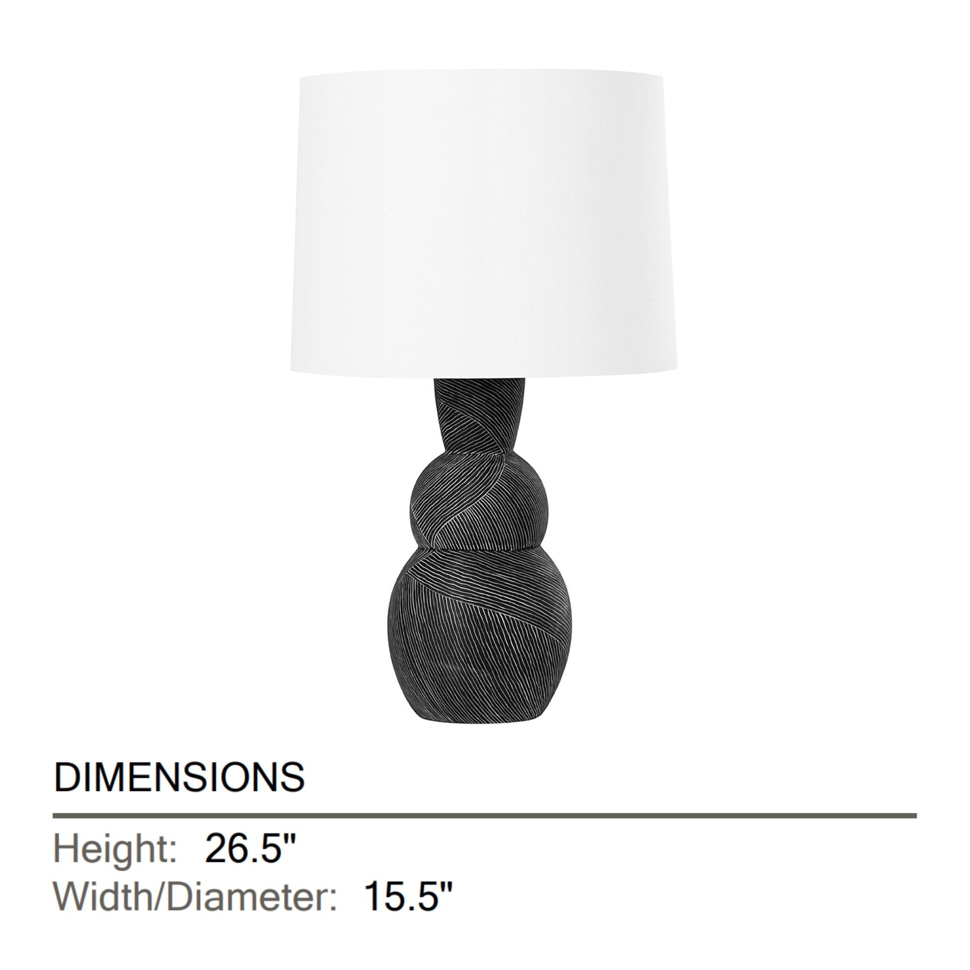 Troy Lighting - Miles 27" Table Lamp, Ceramic Etched Black Finish | Bees Lighting