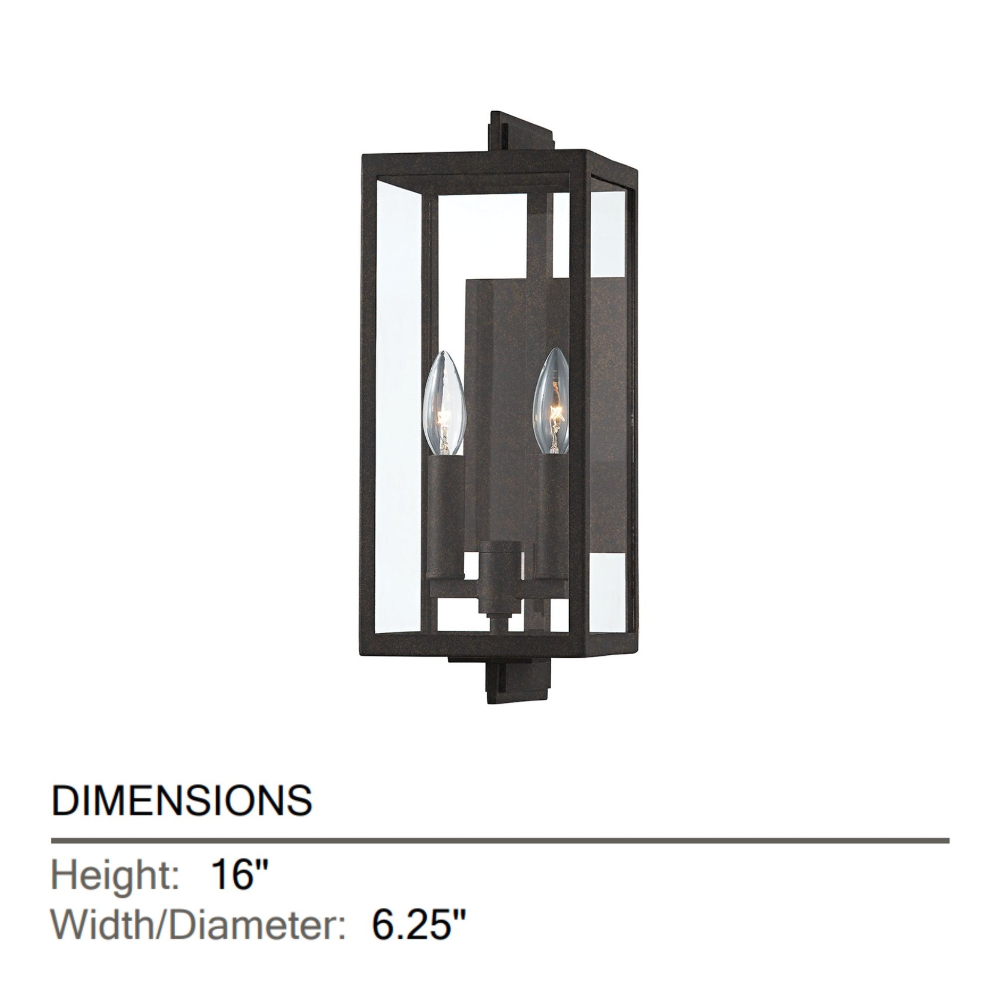 Troy Lighting - NICO 16 In. 2 Lights Outdoor Wall Lantern French Iron Finish | Bees Lighting