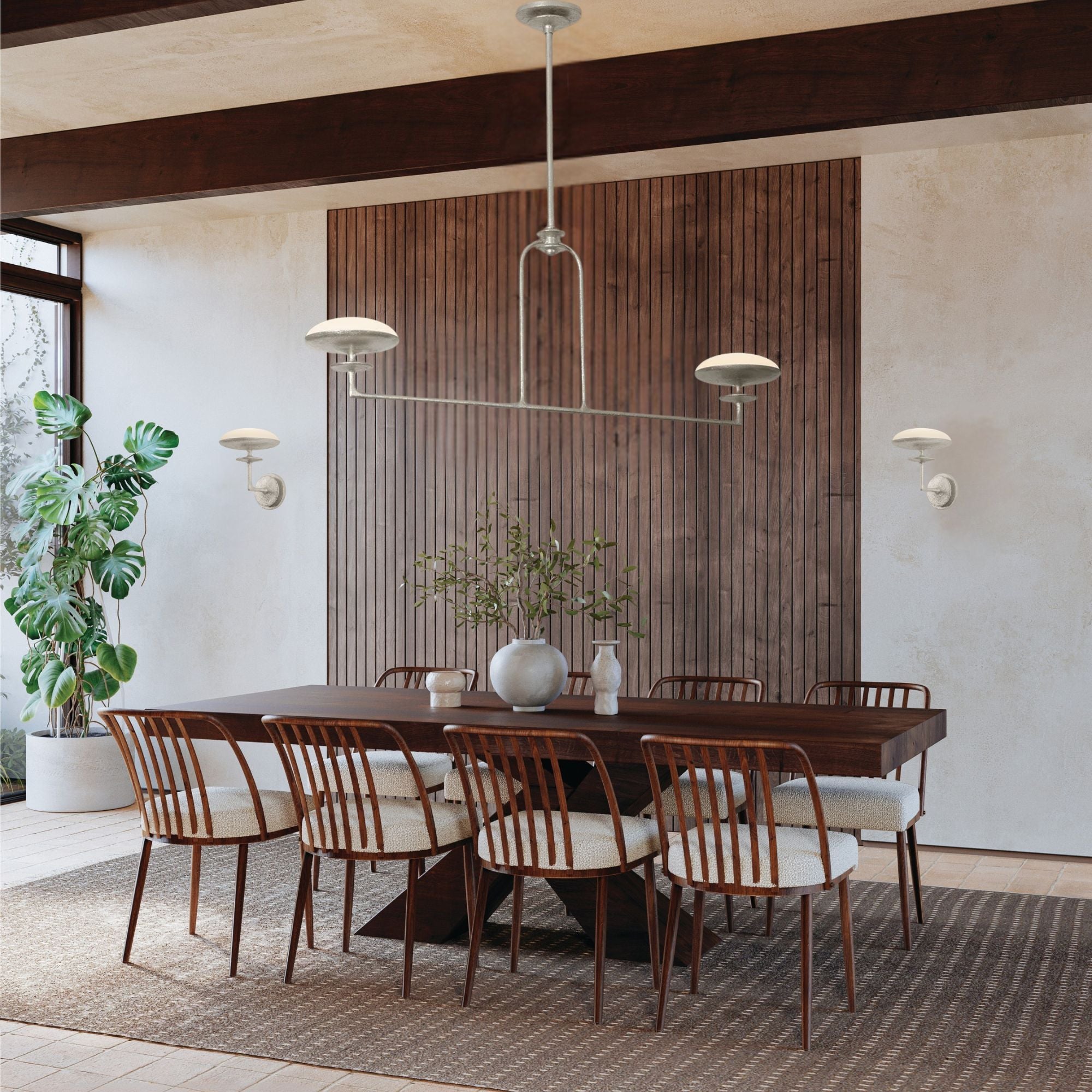 Pacific 45" LED Linear Pendant, Warm Silver Leaf Finish