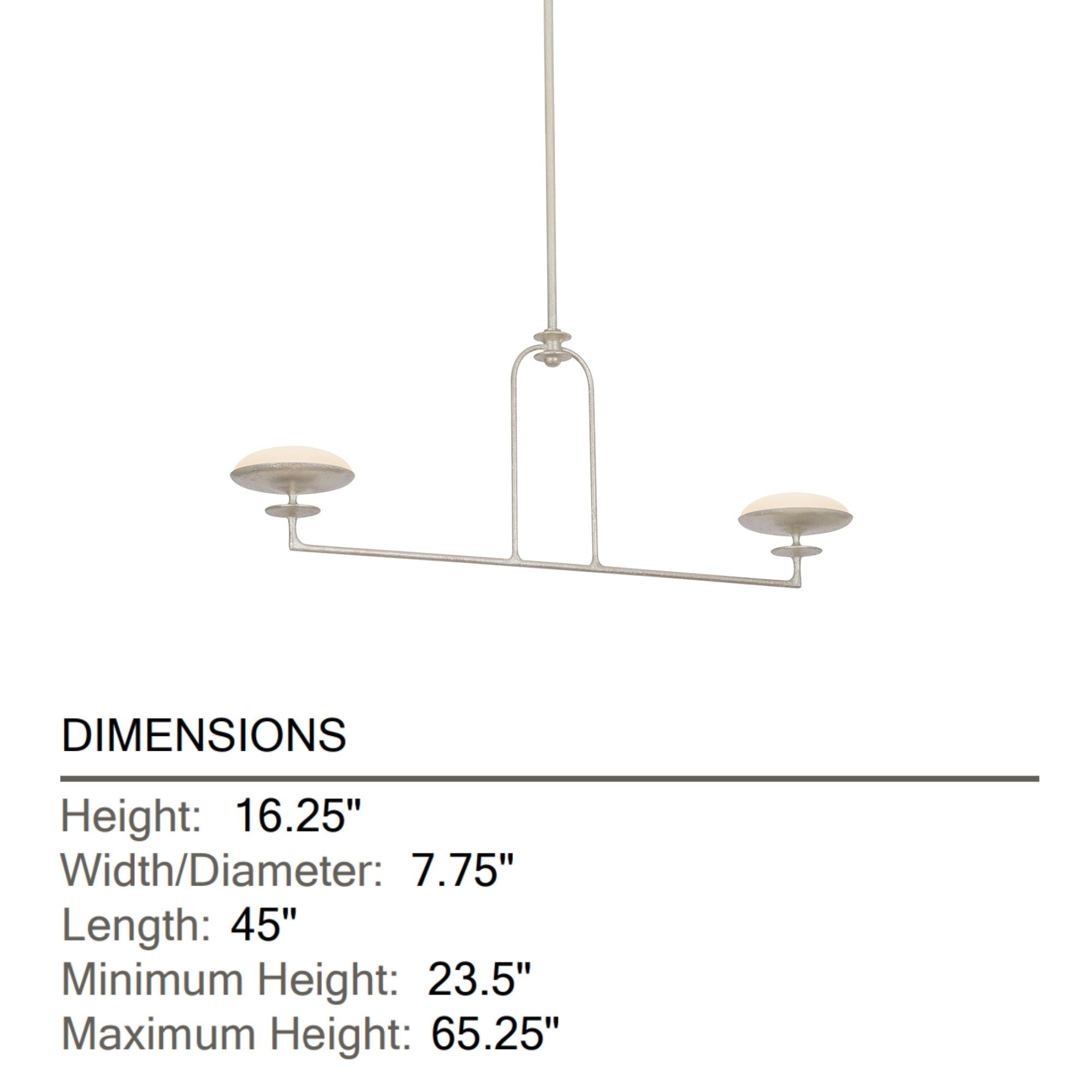 Pacific 45" LED Linear Pendant, Warm Silver Leaf Finish