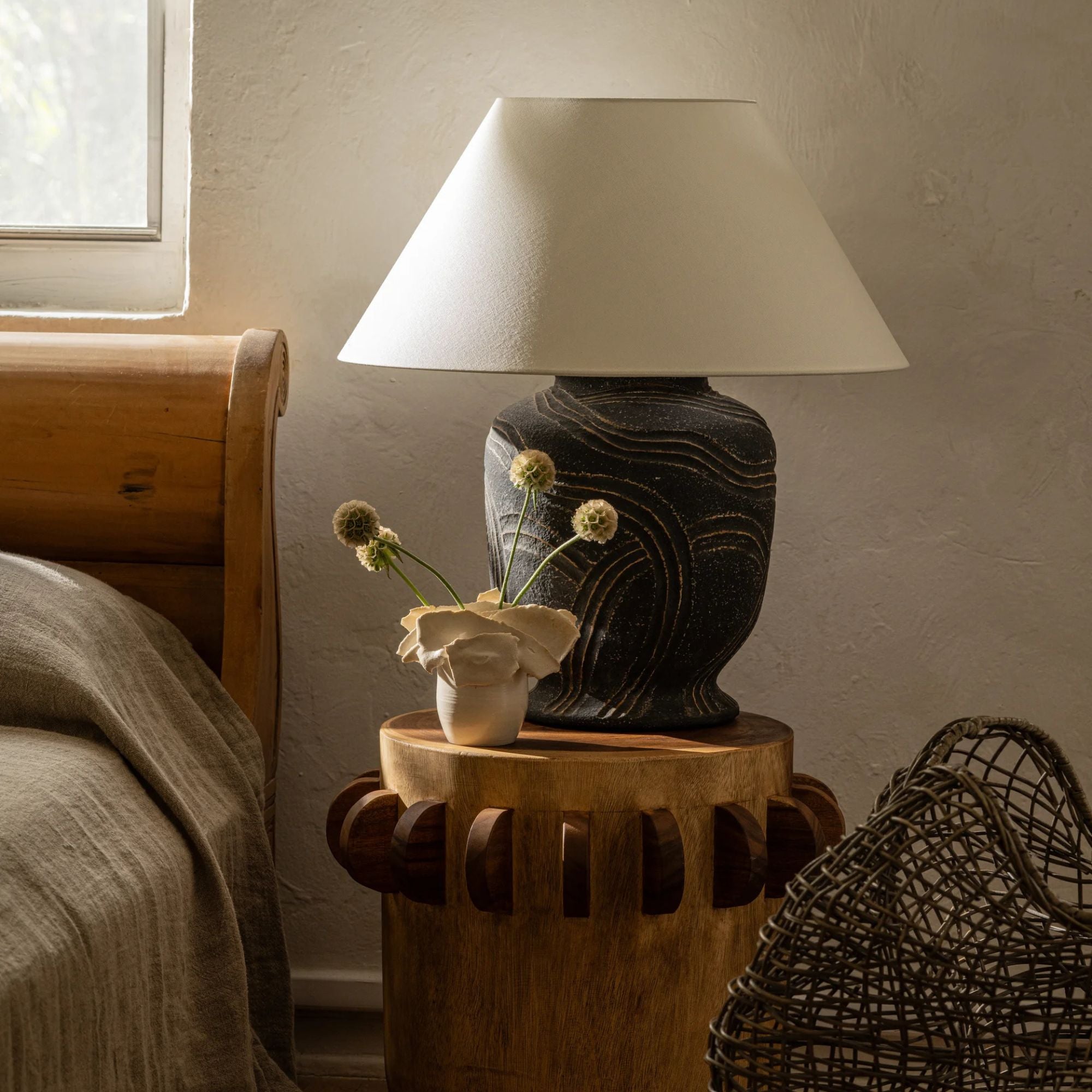Pecola 24" Table Lamp, Patina Brass/Ceramic Windswept Ash Finish