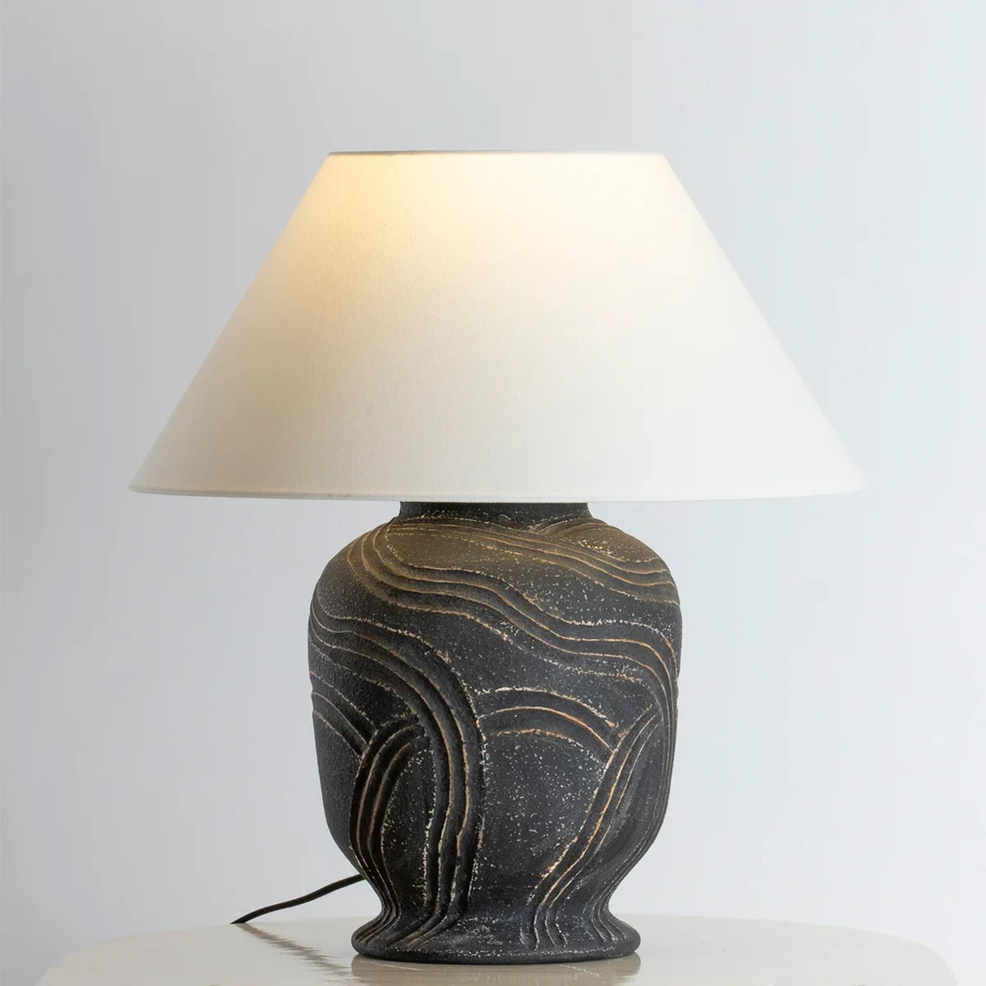 Pecola 24" Table Lamp, Patina Brass/Ceramic Windswept Ash Finish