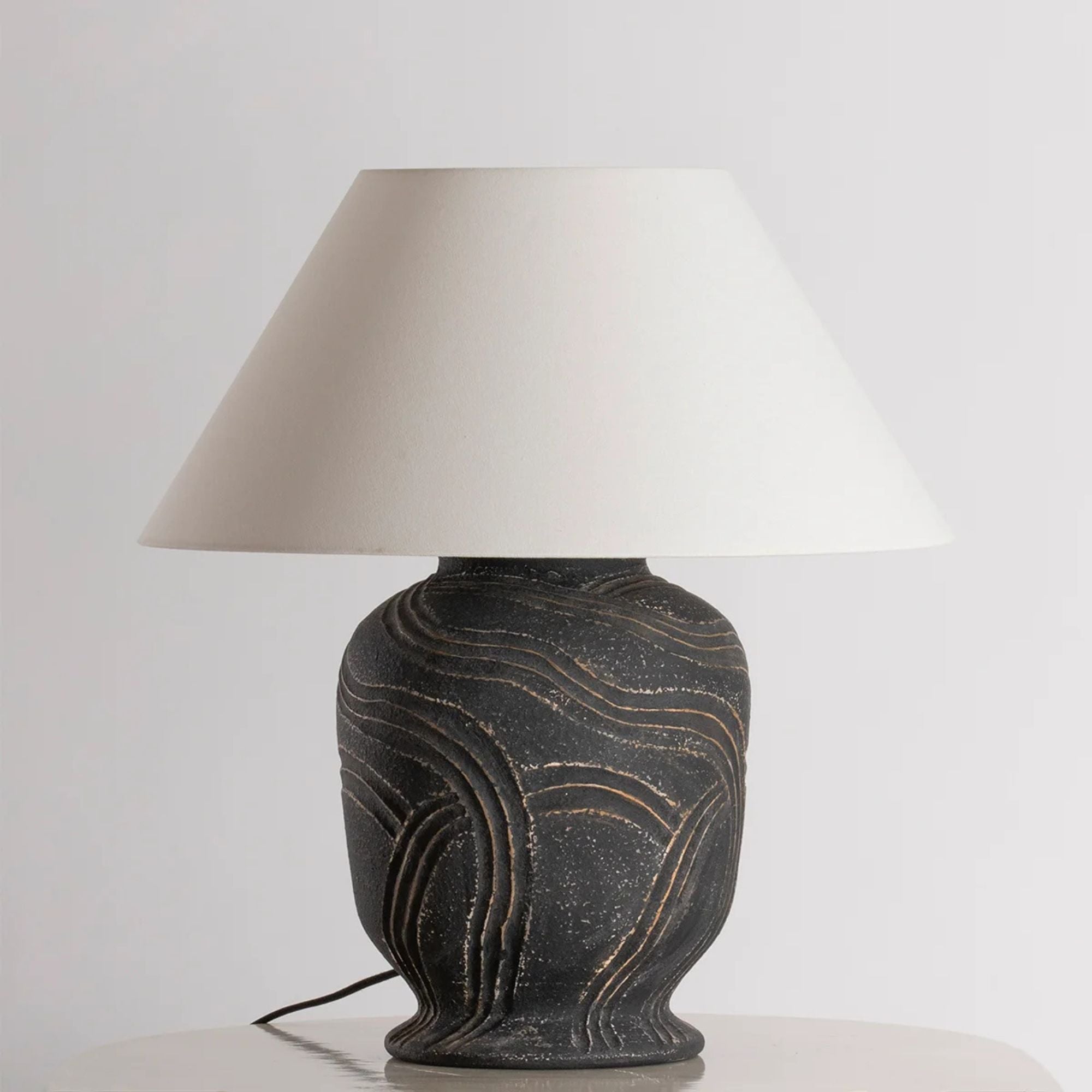 Pecola 24" Table Lamp, Patina Brass/Ceramic Windswept Ash Finish