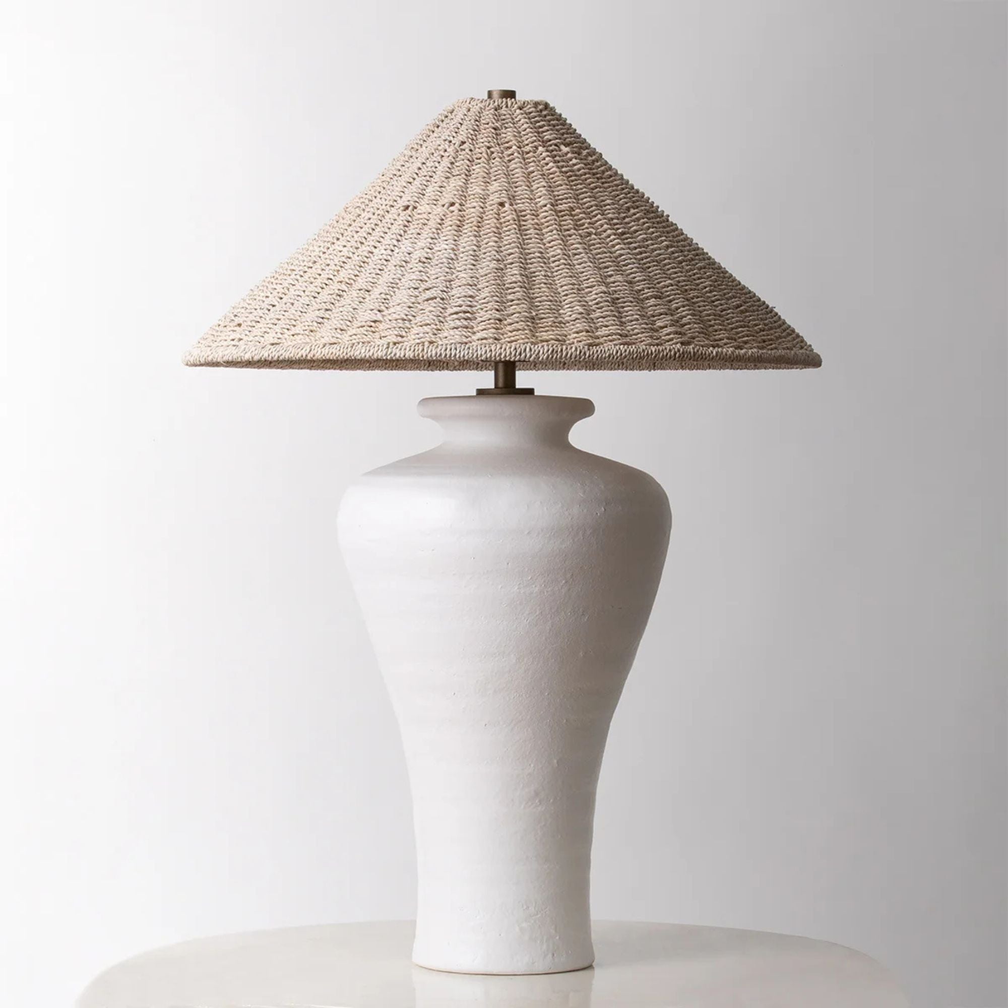 Pezante 30" 2-Light Table Lamp, Patina Brass/Ceramic Loft White Finish
