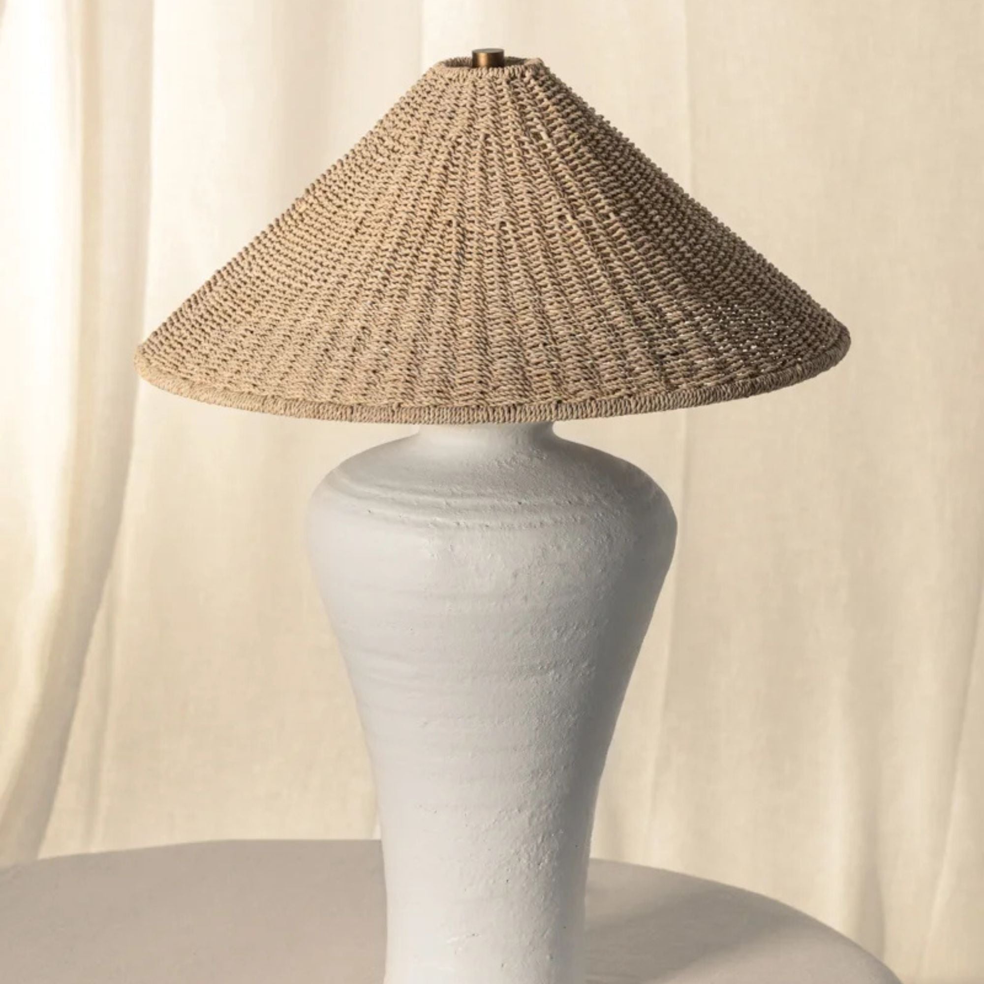Pezante 30" 2-Light Table Lamp, Patina Brass/Ceramic Loft White Finish
