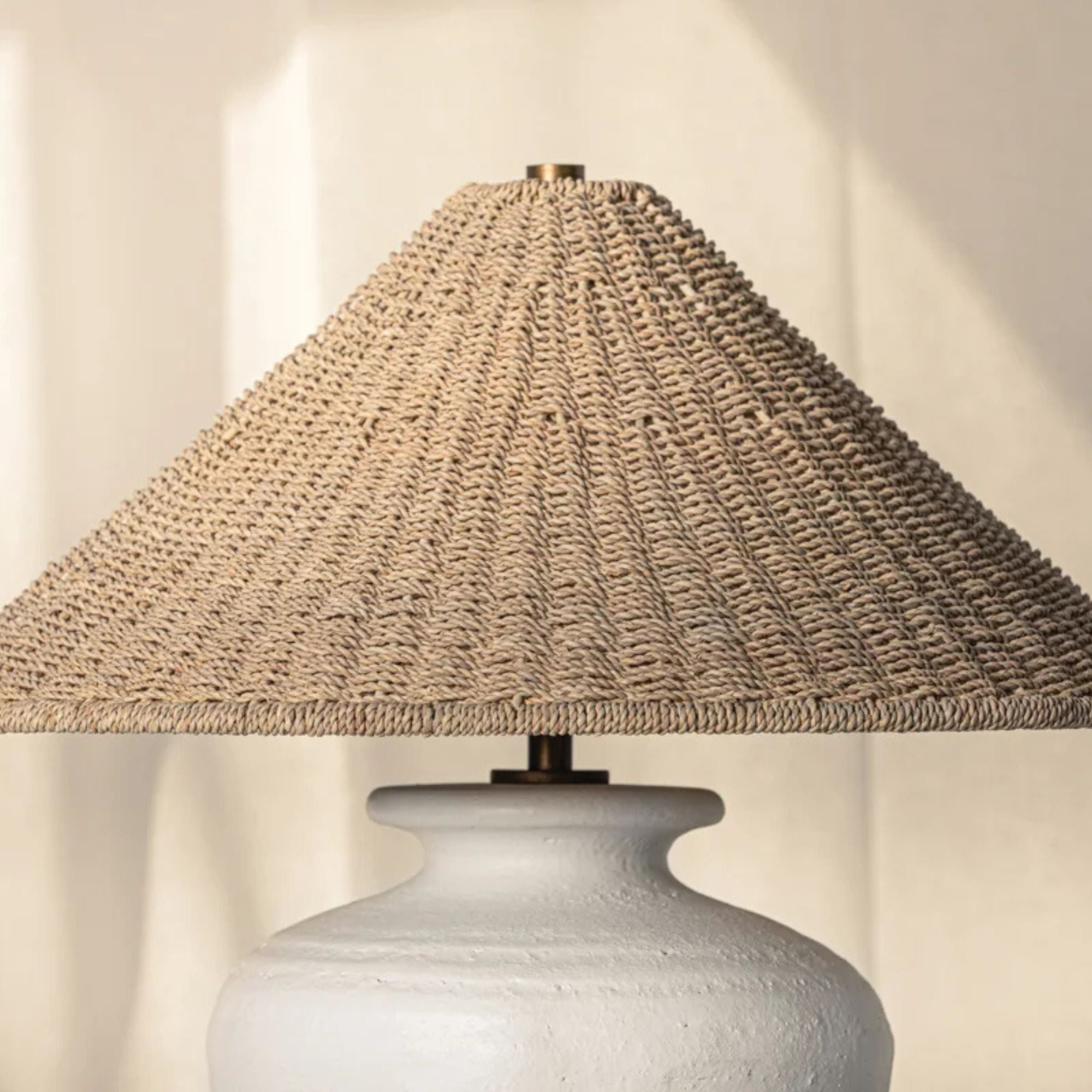 Pezante 30" 2-Light Table Lamp, Patina Brass/Ceramic Loft White Finish