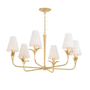 Troy Quill 40 in. 6-Light Chandelier, Gilded Ivory