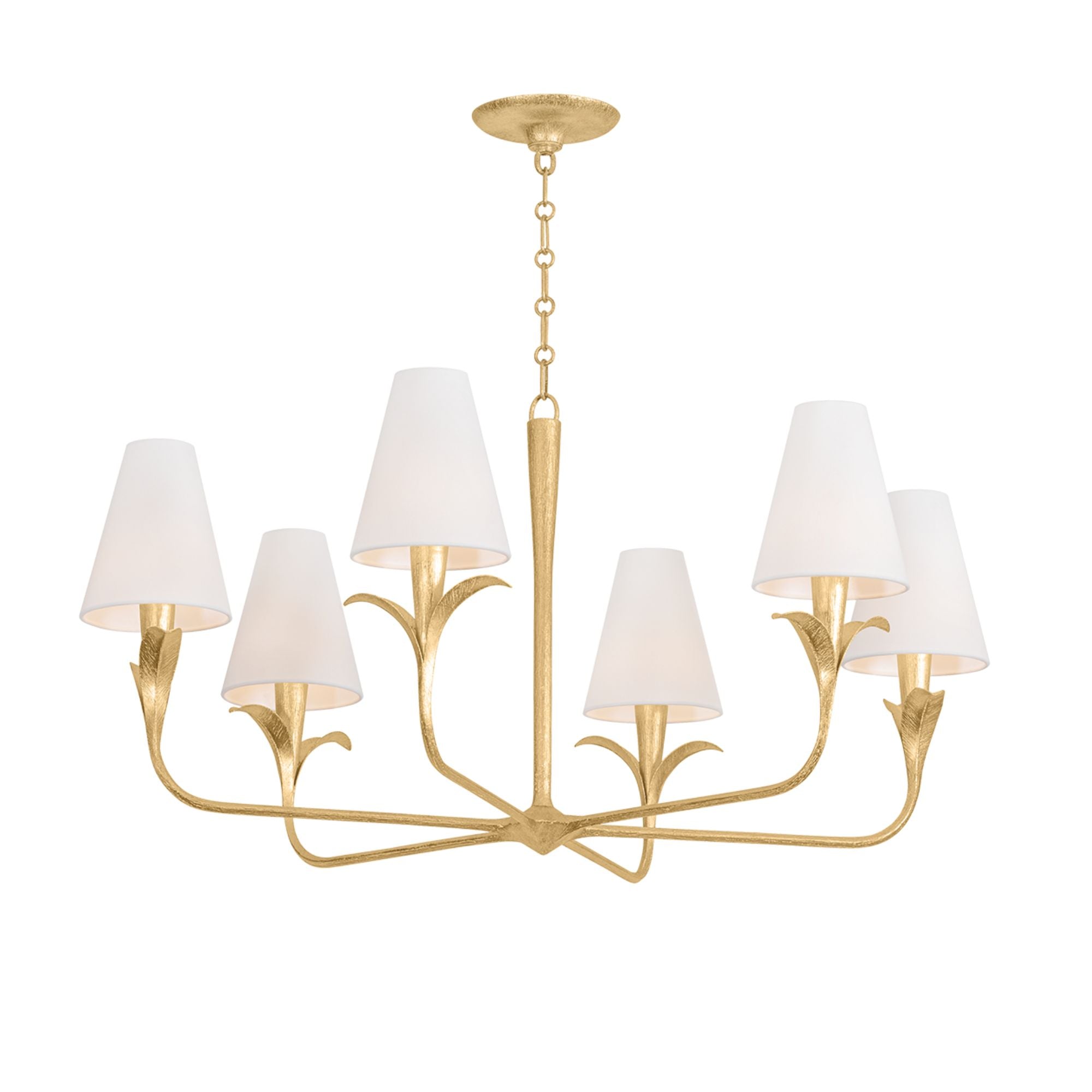 Troy Quill 40 in. 6-Light Chandelier, Gilded Ivory