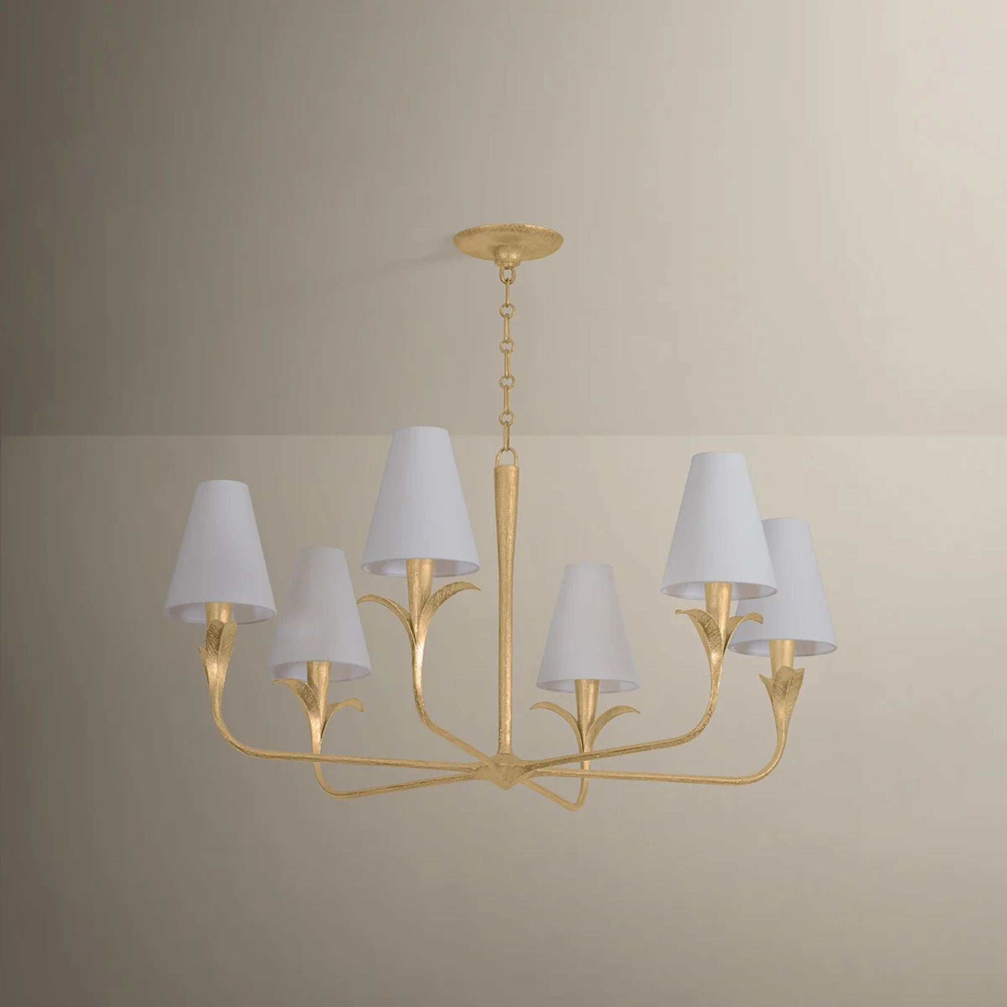 Troy Quill 40 in. 6-Light Chandelier, Gilded Ivory