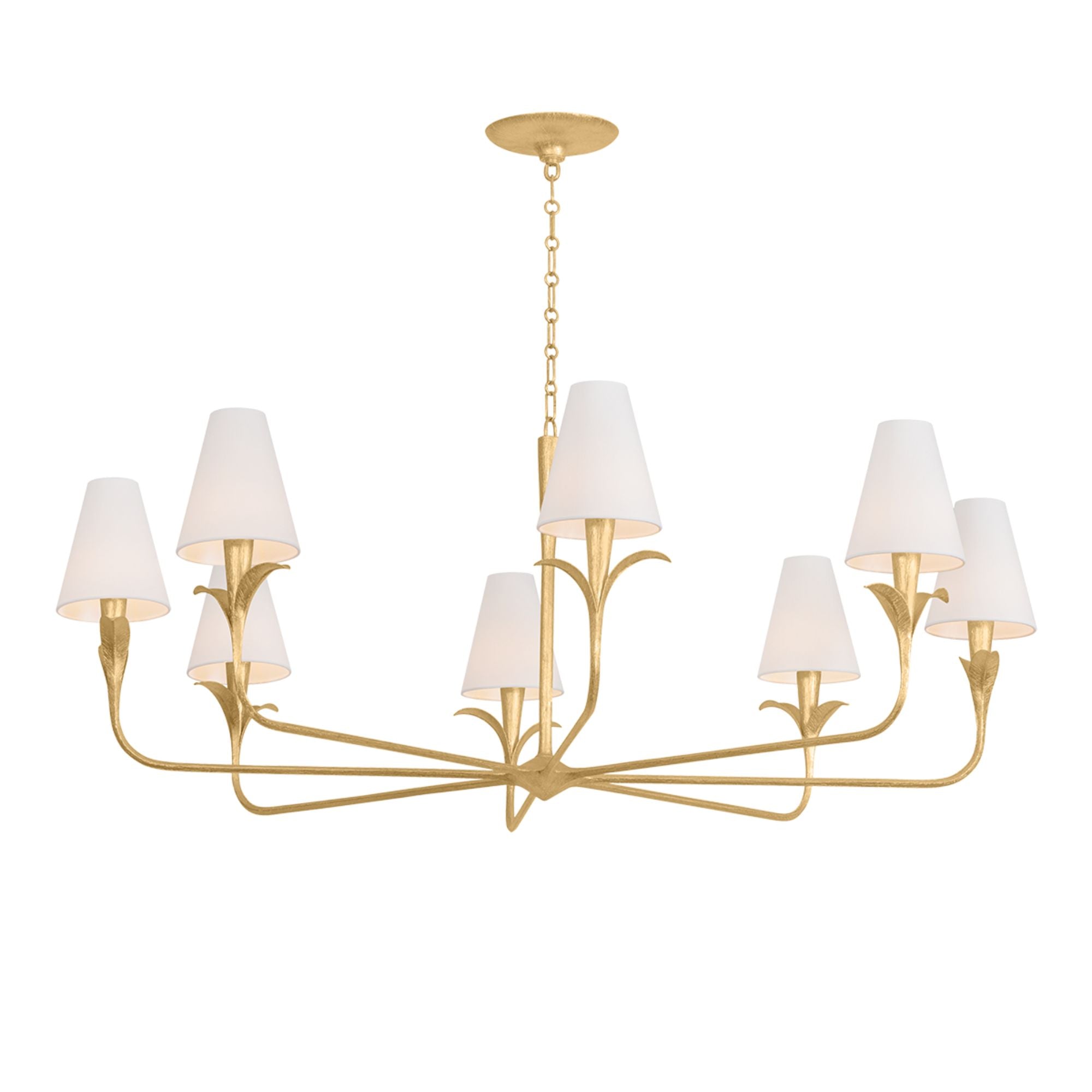 Troy Quill 57.5" 8-Light Chandelier, Gilded Ivory