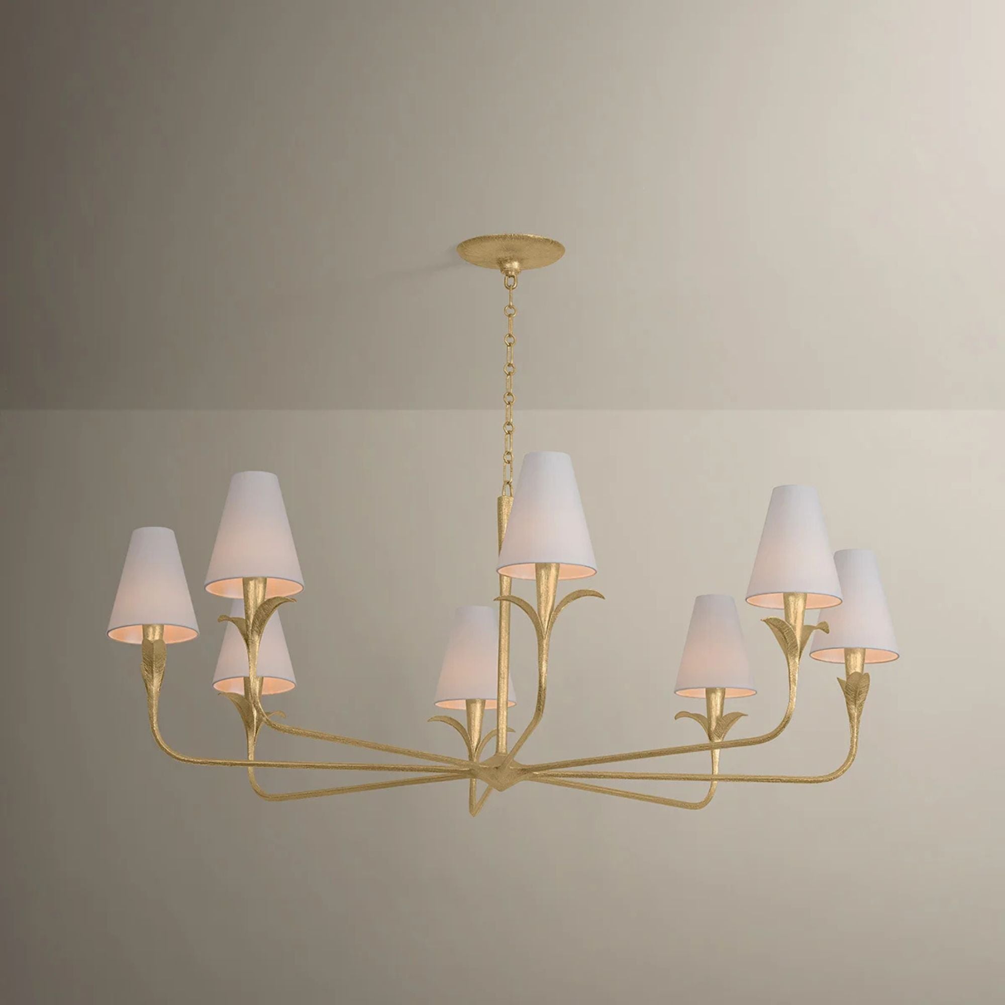 Troy Quill 57.5" 8-Light Chandelier, Gilded Ivory