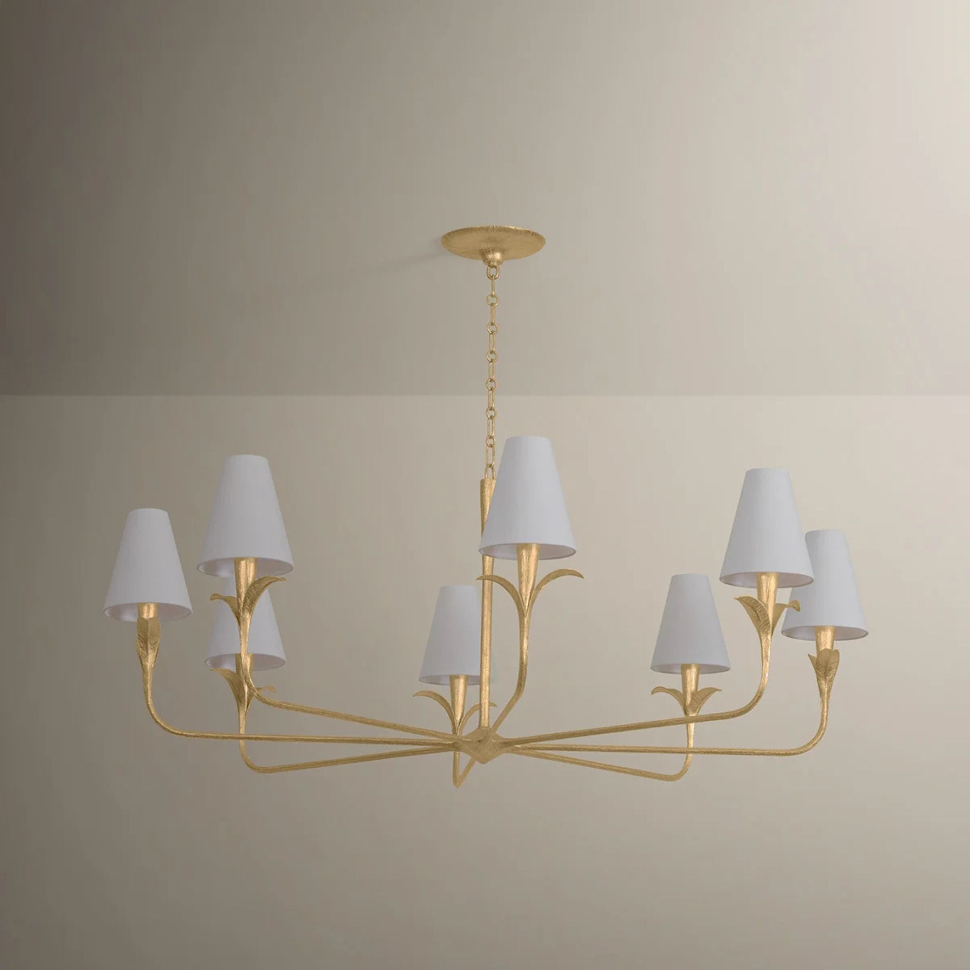 Troy Quill 57.5" 8-Light Chandelier, Gilded Ivory