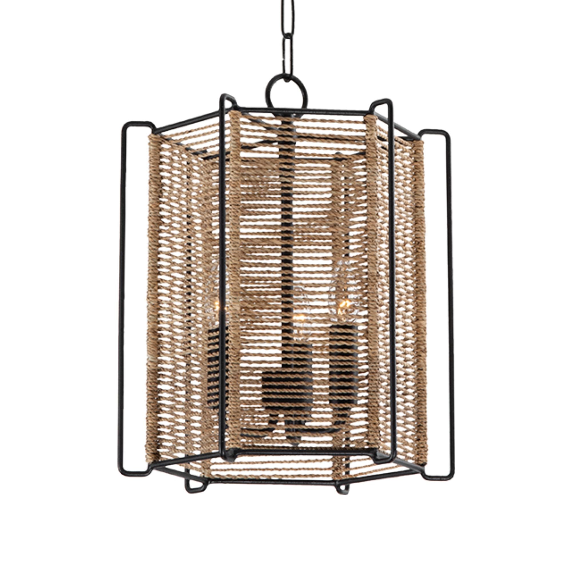 Ramon 16" 3-Light Hangining Lantern, Textured Black Finish