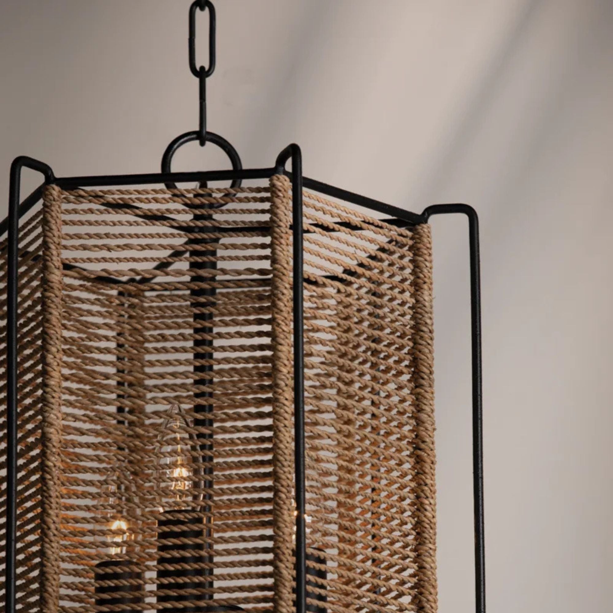 Ramon 16" 3-Light Hangining Lantern, Textured Black Finish