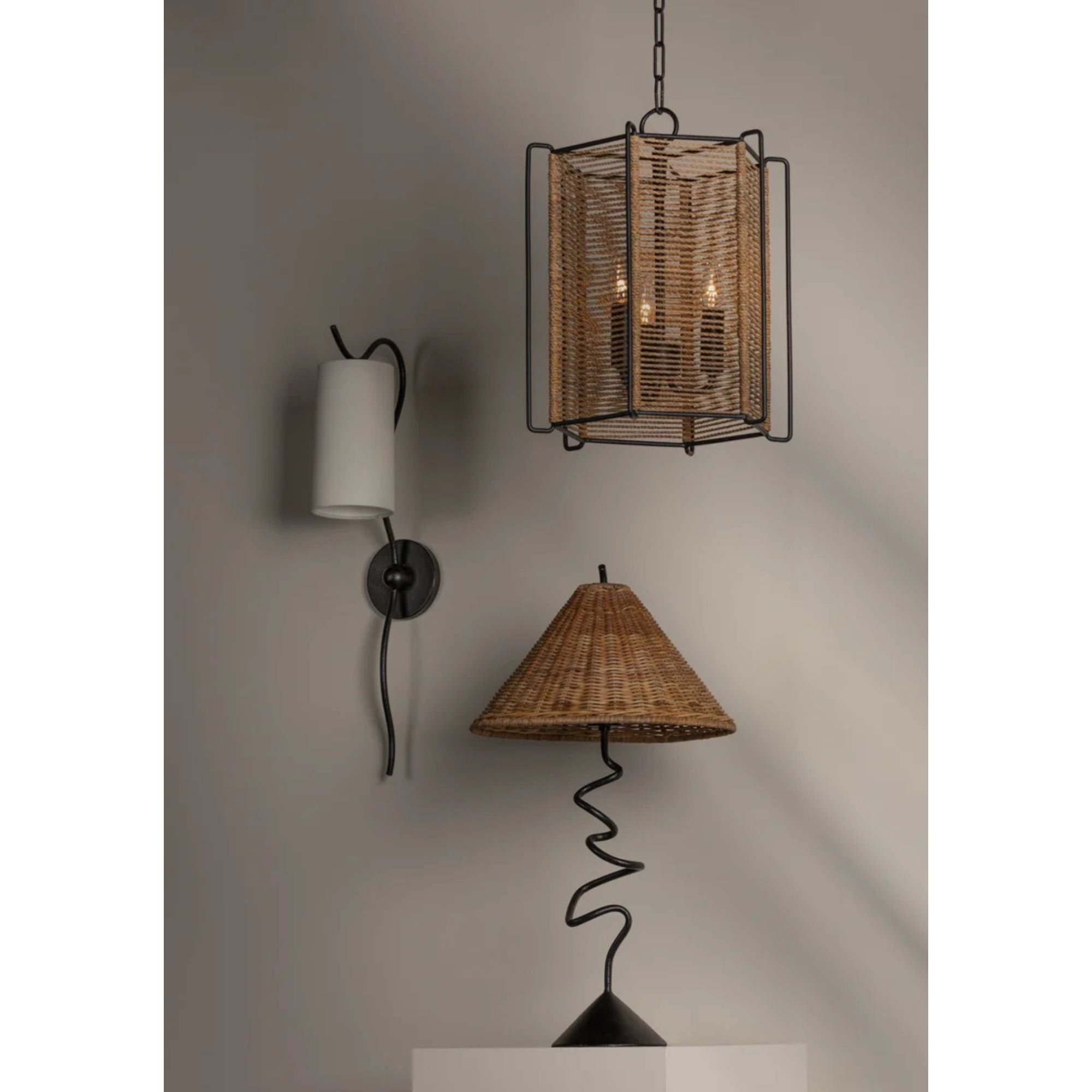 Ramon 16" 3-Light Hangining Lantern, Textured Black Finish