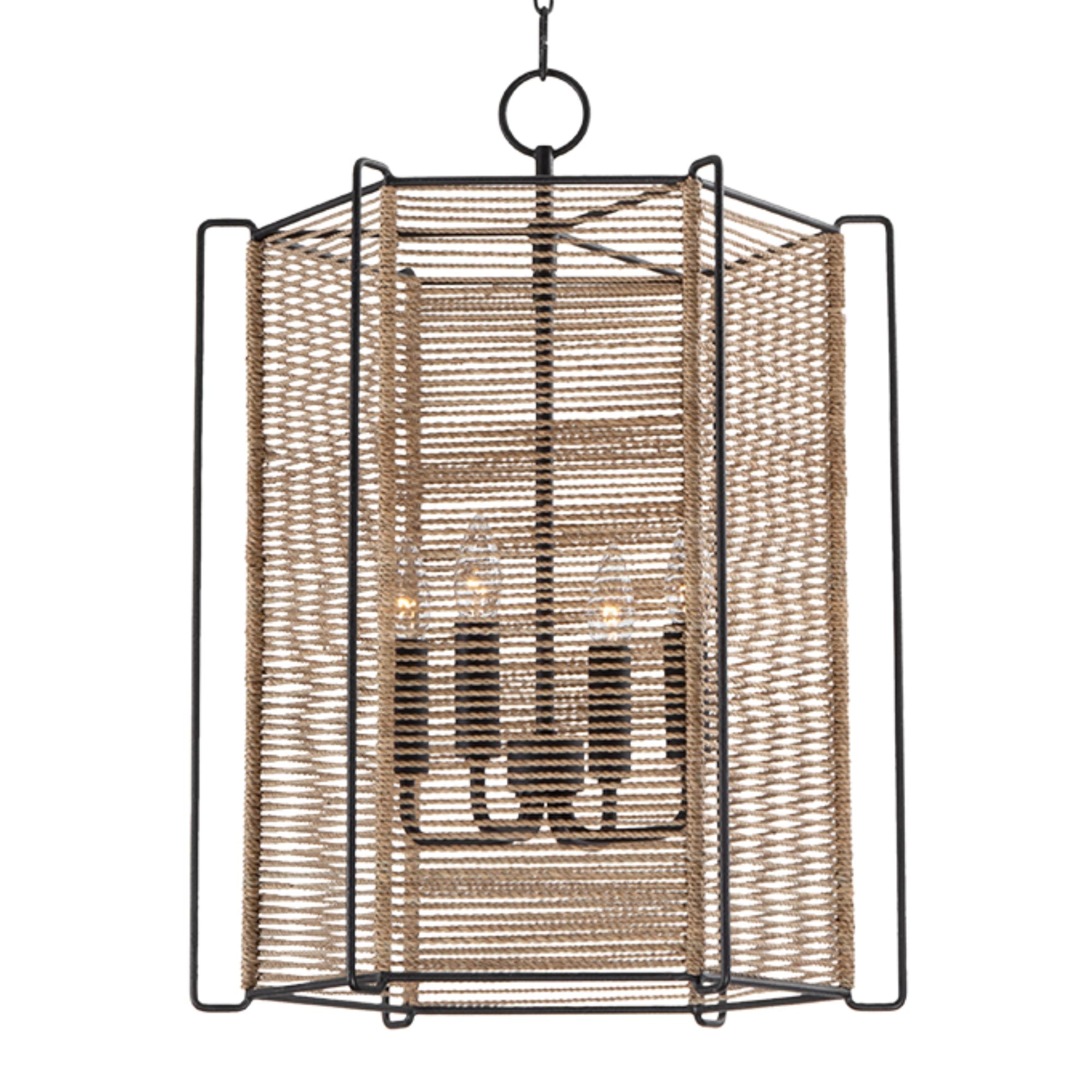 Ramon 24" 4-Light Hanging Lantern, Textured Black Finish