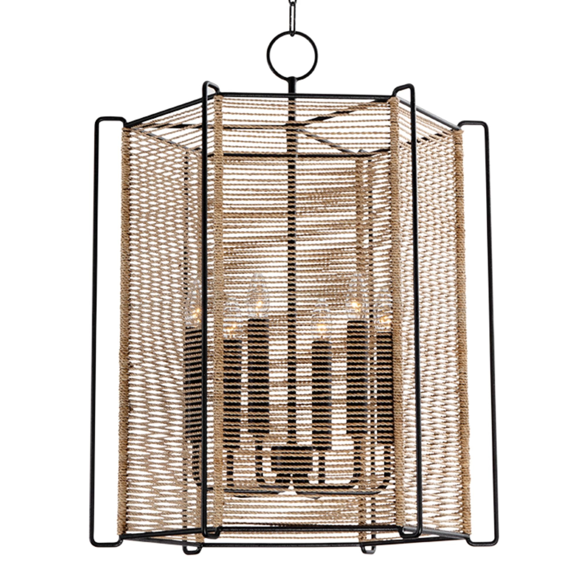 Ramon 28" 6-Light Hangining Lantern, Textured Black Finish