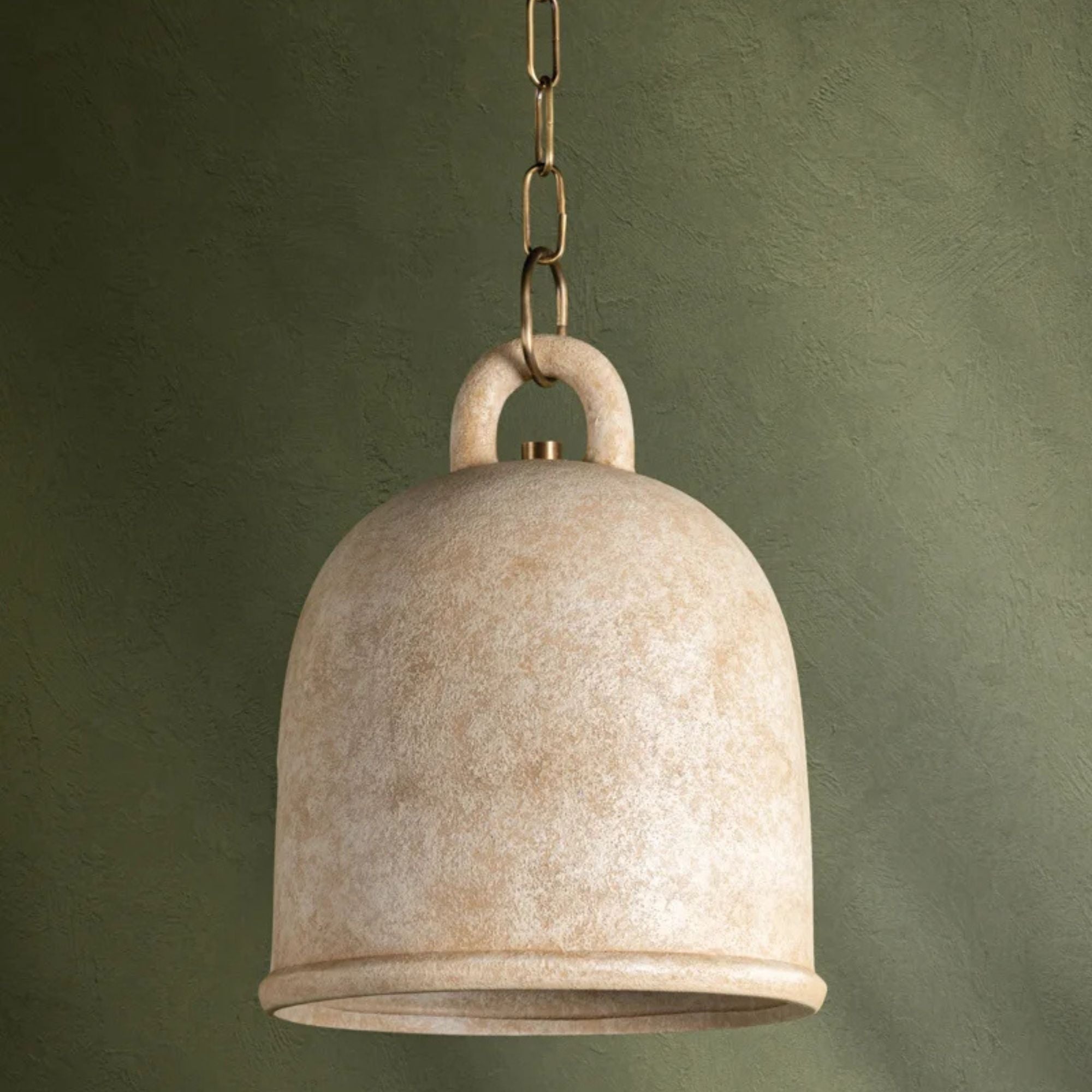 Relic 12" Pendant, Patina Brass/Ceramic Relic White Finish