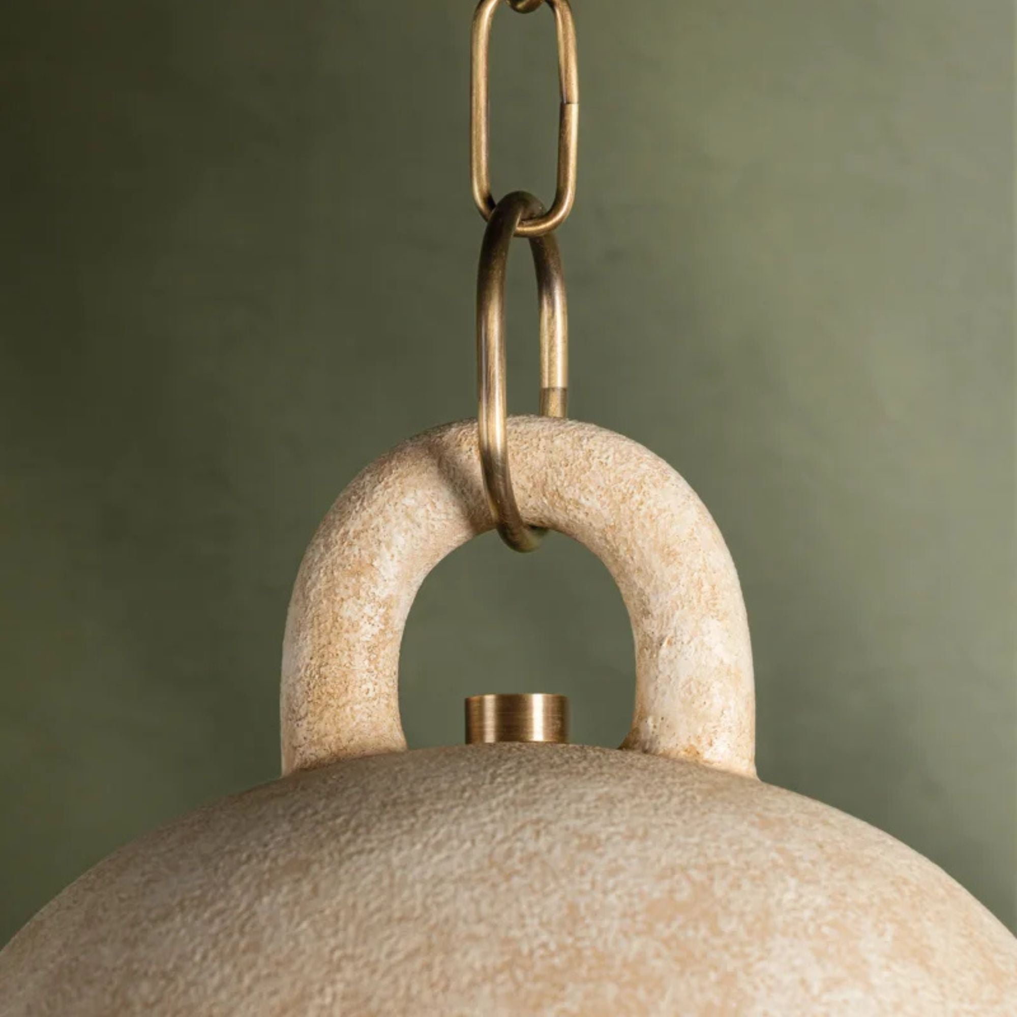 Relic 12" Pendant, Patina Brass/Ceramic Relic White Finish