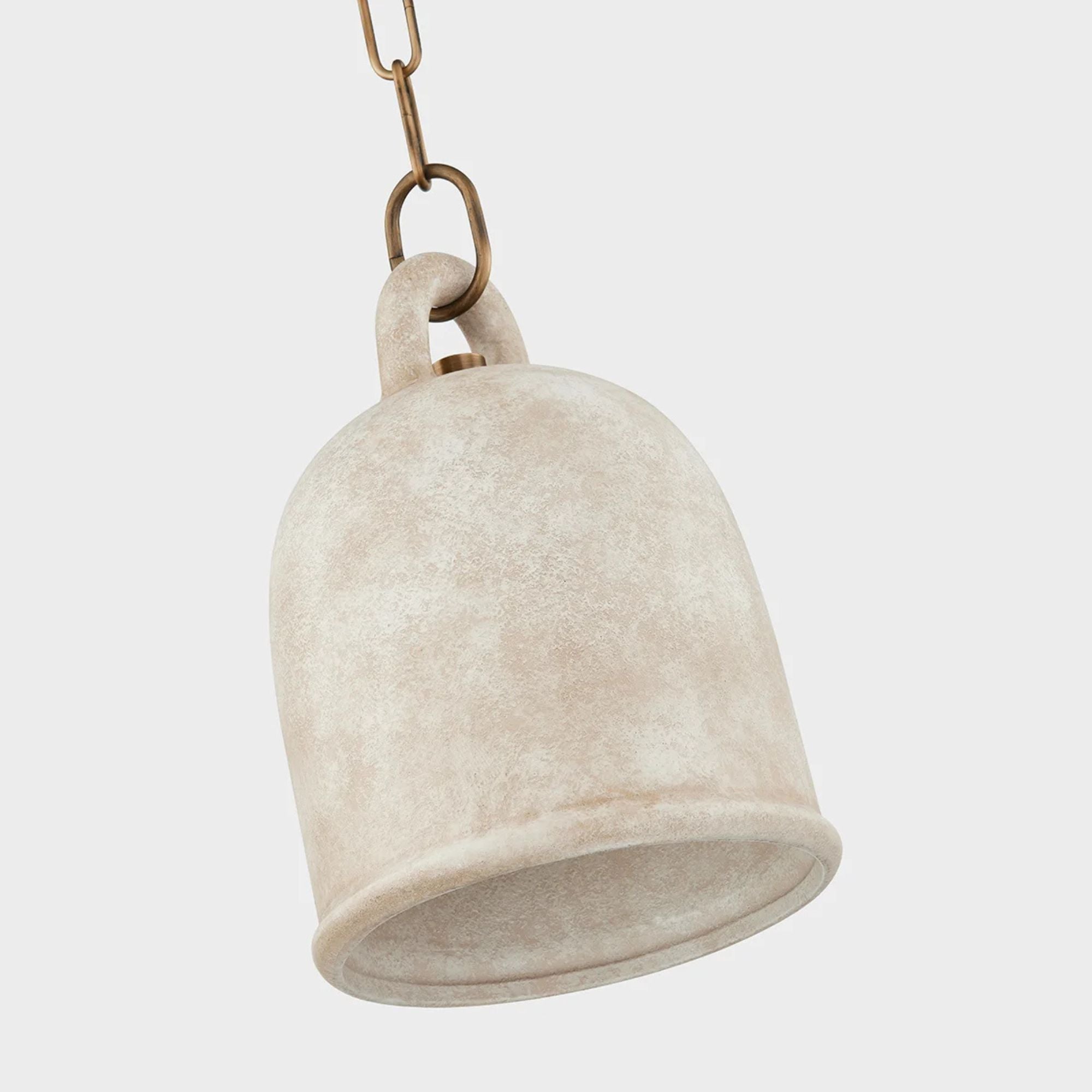 Relic 12" Pendant, Patina Brass/Ceramic Relic White Finish