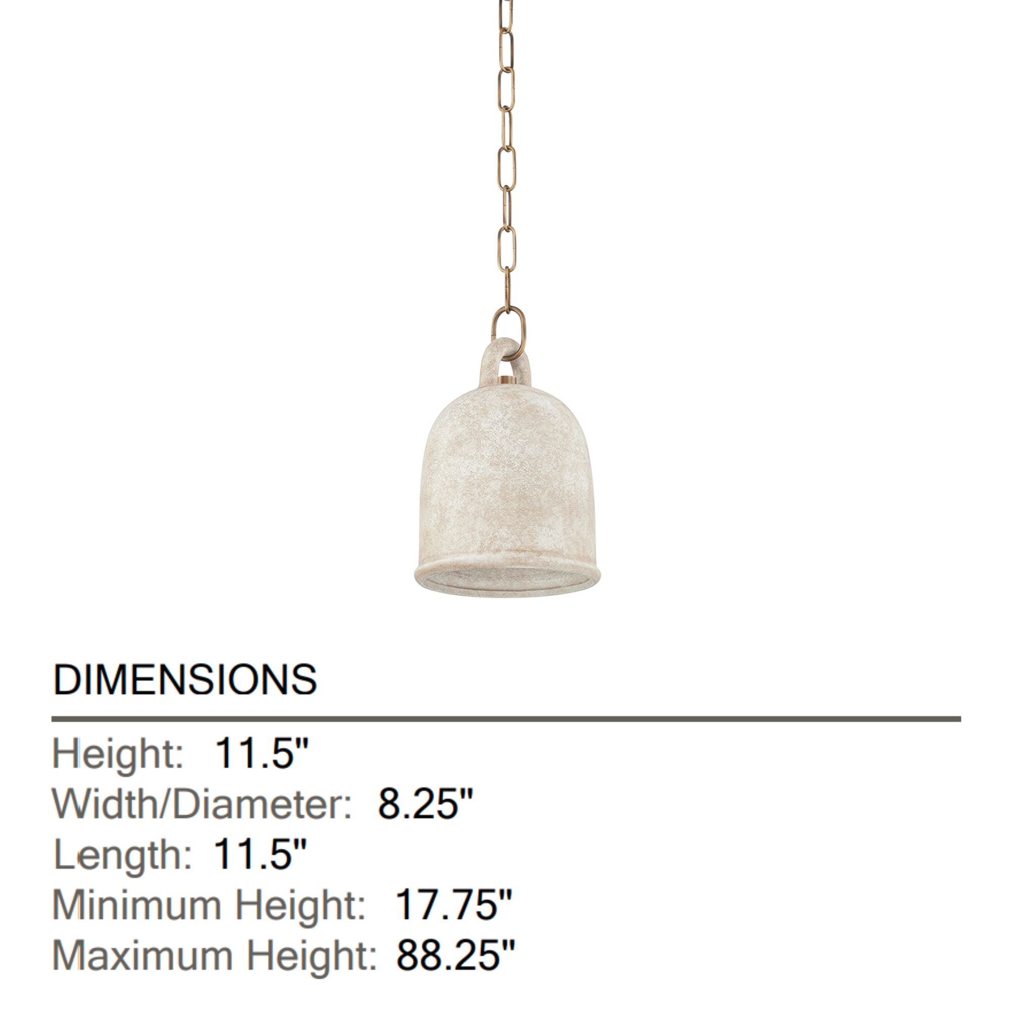 Relic 12" Pendant, Patina Brass/Ceramic Relic White Finish