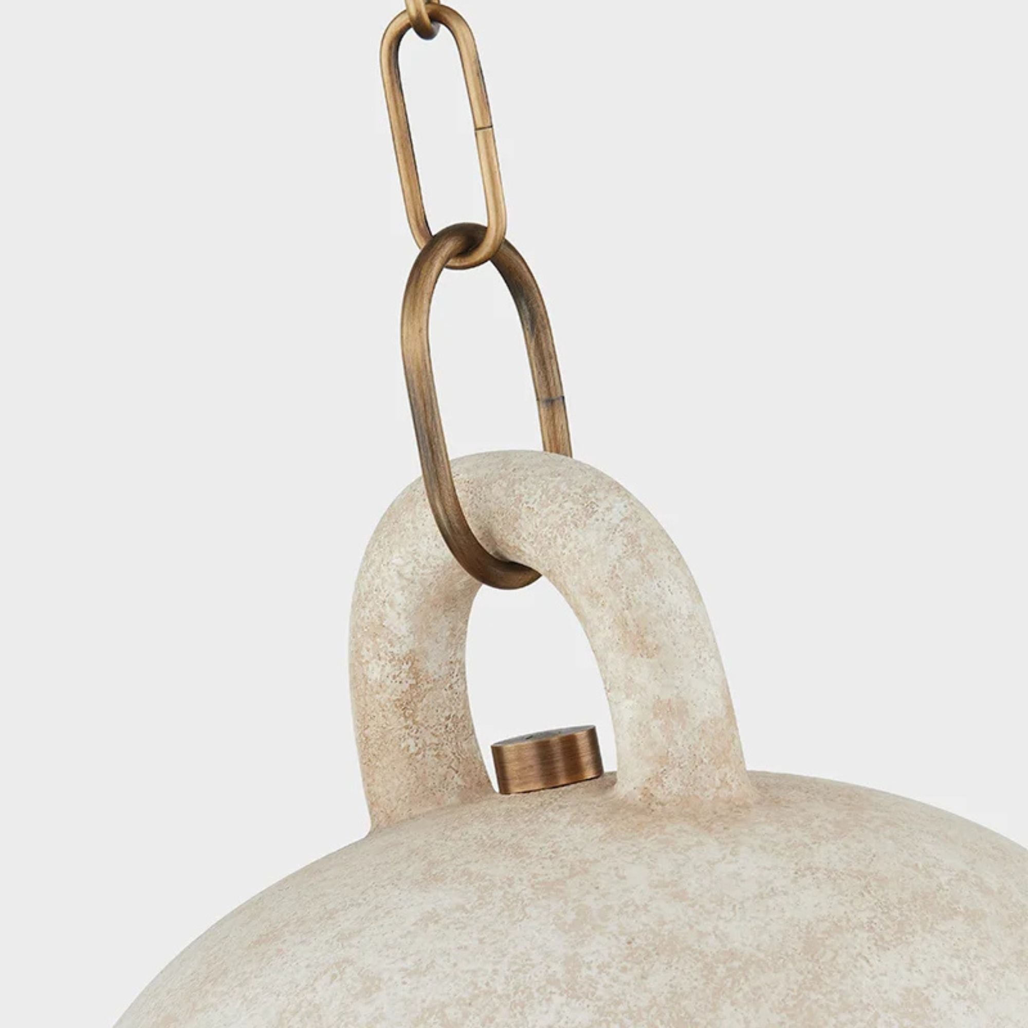 Relic 15" Pendant, Patina Brass/Ceramic Relic White Finish