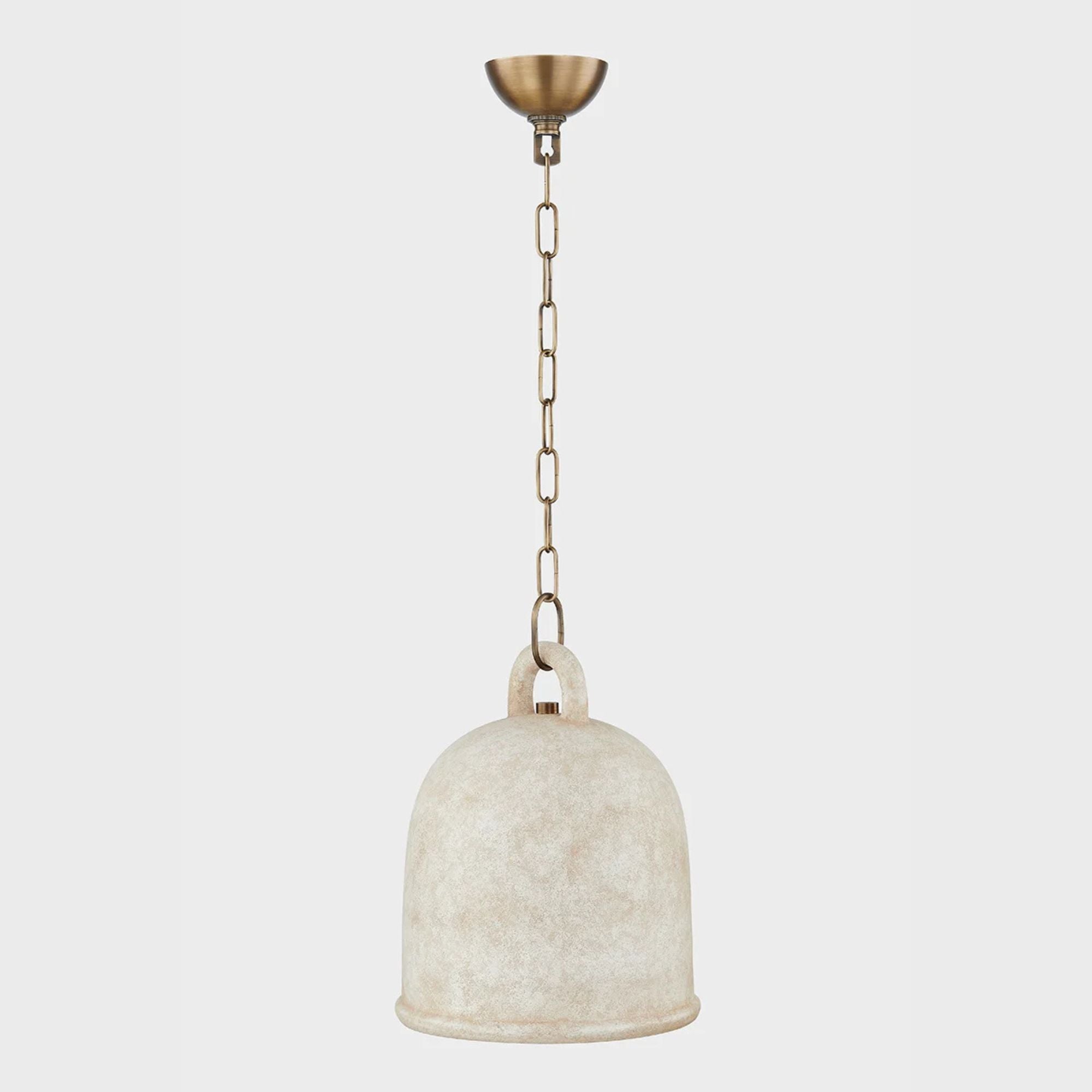 Relic 15" Pendant, Patina Brass/Ceramic Relic White Finish
