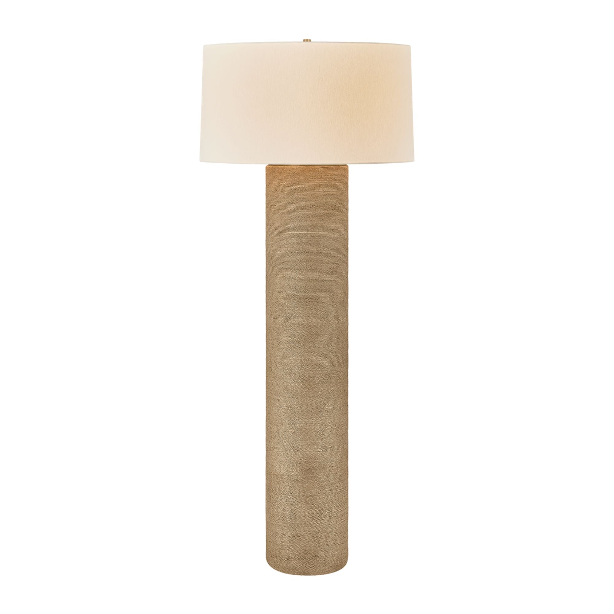 Troy Roan Floor Lamp, Patina Brass, Natural Woven Shade